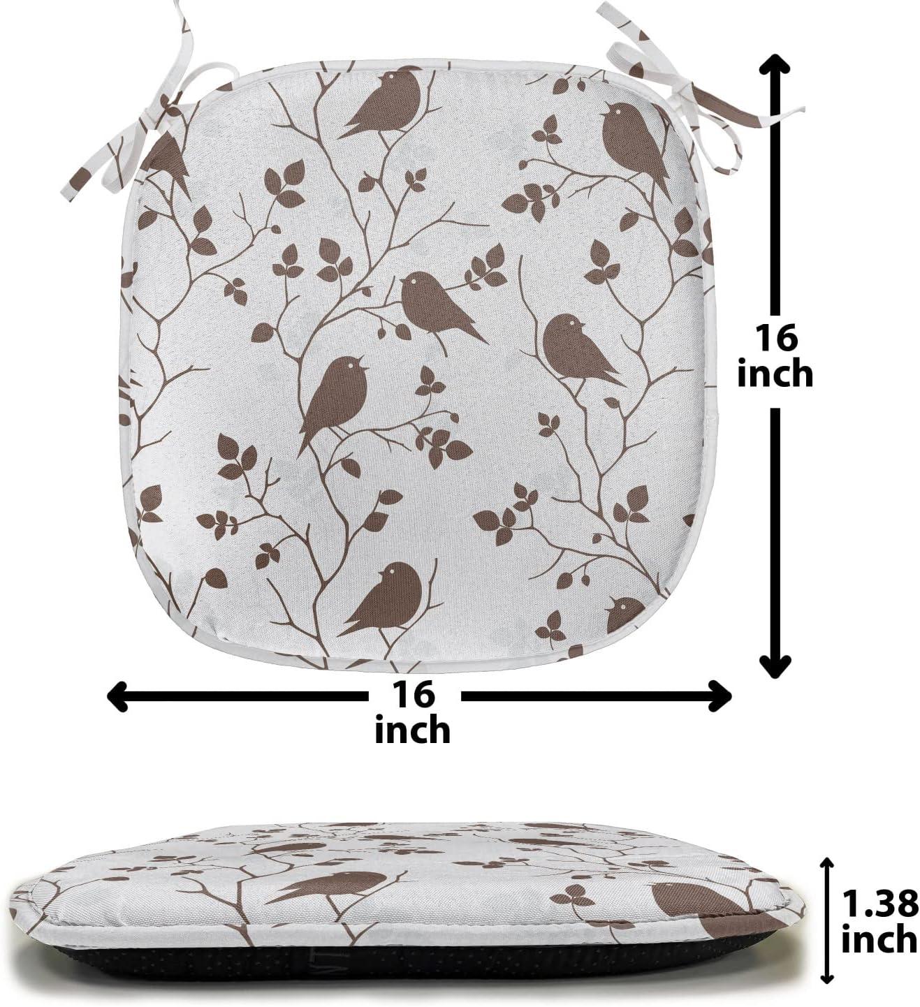 imageAmbesonne Poppy Flower Chair Seating Cushion Leaves and Petals Watercolors Bouquet Romance Inspiration Valentines Day AntiSlip Seat Padding for Kitchen amp Patio 16x16 Green Pink CreamPale Grey and Brown