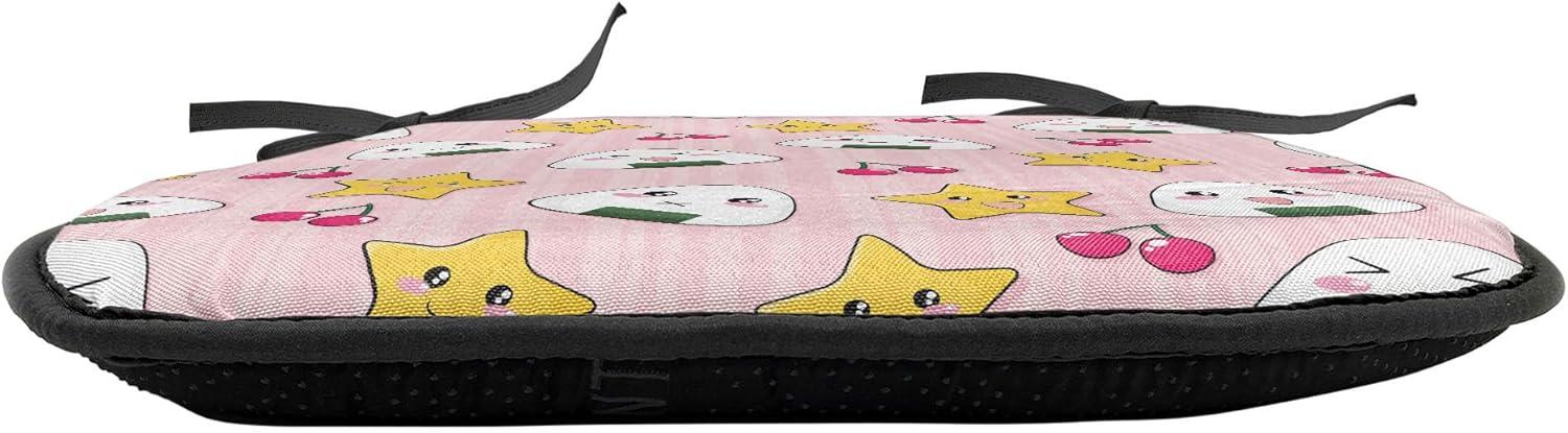 imageAmbesonne Poppy Flower Chair Seating Cushion Leaves and Petals Watercolors Bouquet Romance Inspiration Valentines Day AntiSlip Seat Padding for Kitchen amp Patio 16x16 Green Pink CreamMulticolor Pink