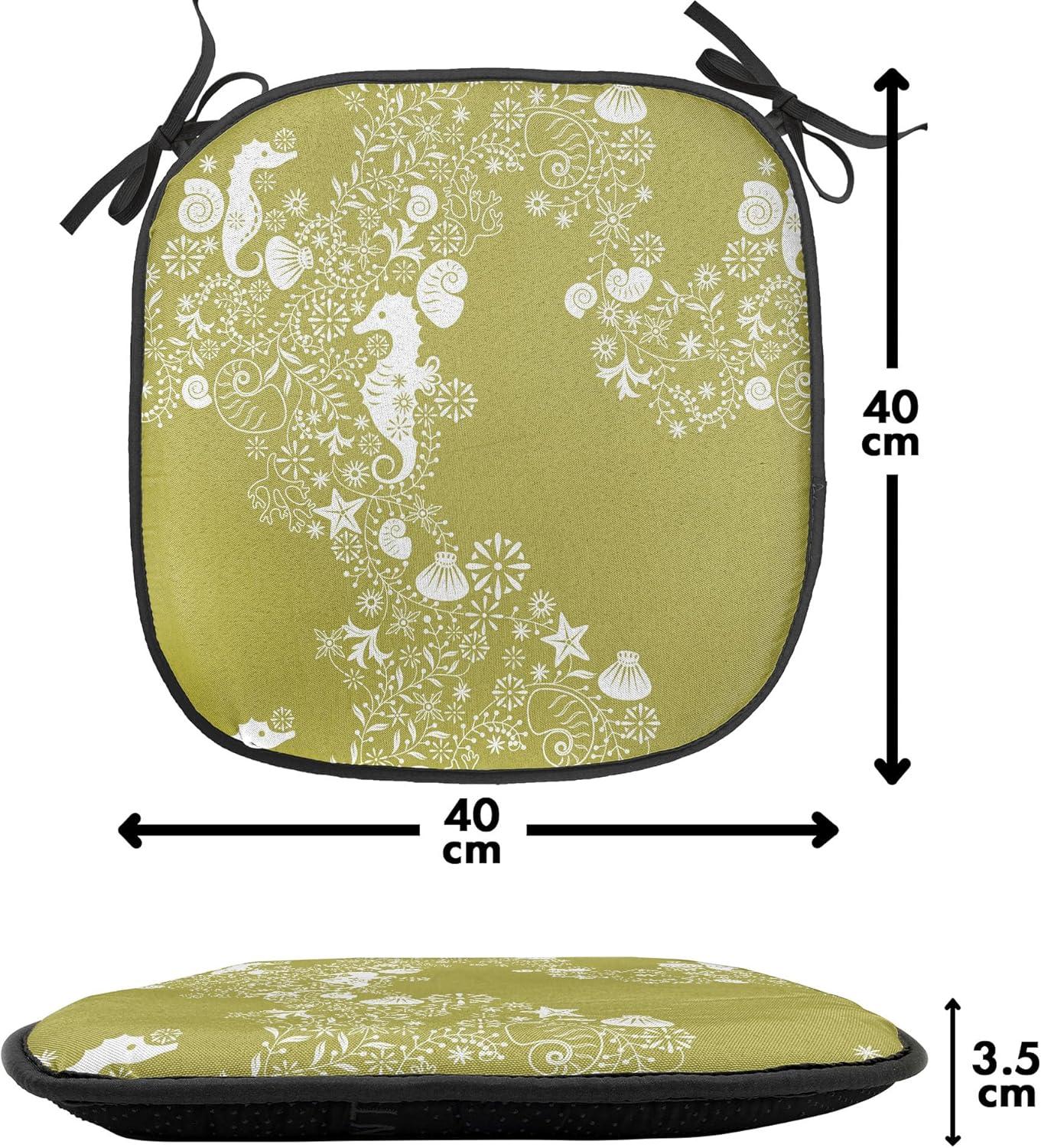 imageAmbesonne Poppy Flower Chair Seating Cushion Leaves and Petals Watercolors Bouquet Romance Inspiration Valentines Day AntiSlip Seat Padding for Kitchen amp Patio 16x16 Green Pink CreamYellow Green White