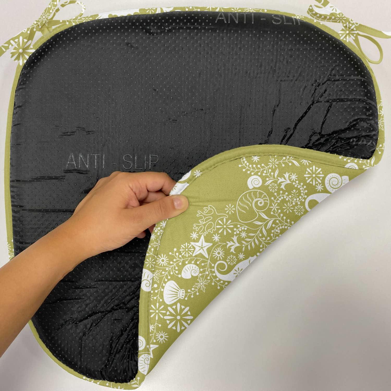 imageAmbesonne Poppy Flower Chair Seating Cushion Leaves and Petals Watercolors Bouquet Romance Inspiration Valentines Day AntiSlip Seat Padding for Kitchen amp Patio 16x16 Green Pink CreamYellow Green White