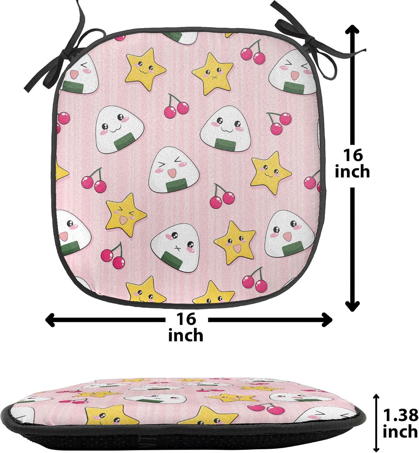 imageAmbesonne Poppy Flower Chair Seating Cushion Leaves and Petals Watercolors Bouquet Romance Inspiration Valentines Day AntiSlip Seat Padding for Kitchen amp Patio 16x16 Green Pink CreamMulticolor Pink