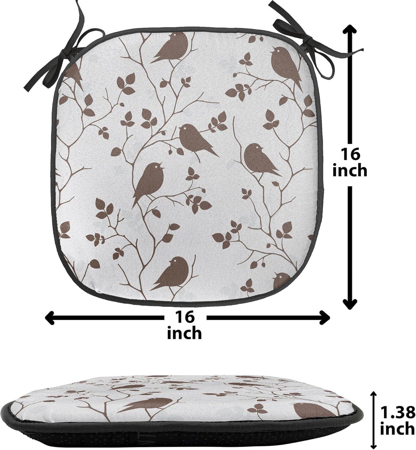 imageAmbesonne Poppy Flower Chair Seating Cushion Leaves and Petals Watercolors Bouquet Romance Inspiration Valentines Day AntiSlip Seat Padding for Kitchen amp Patio 16x16 Green Pink CreamPale Grey and Brown