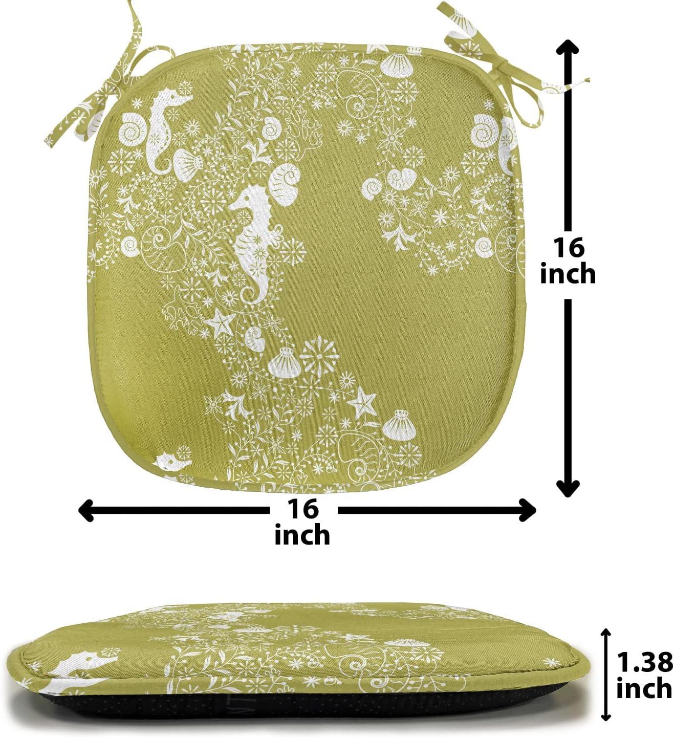 imageAmbesonne Poppy Flower Chair Seating Cushion Leaves and Petals Watercolors Bouquet Romance Inspiration Valentines Day AntiSlip Seat Padding for Kitchen amp Patio 16x16 Green Pink CreamYellow Green White