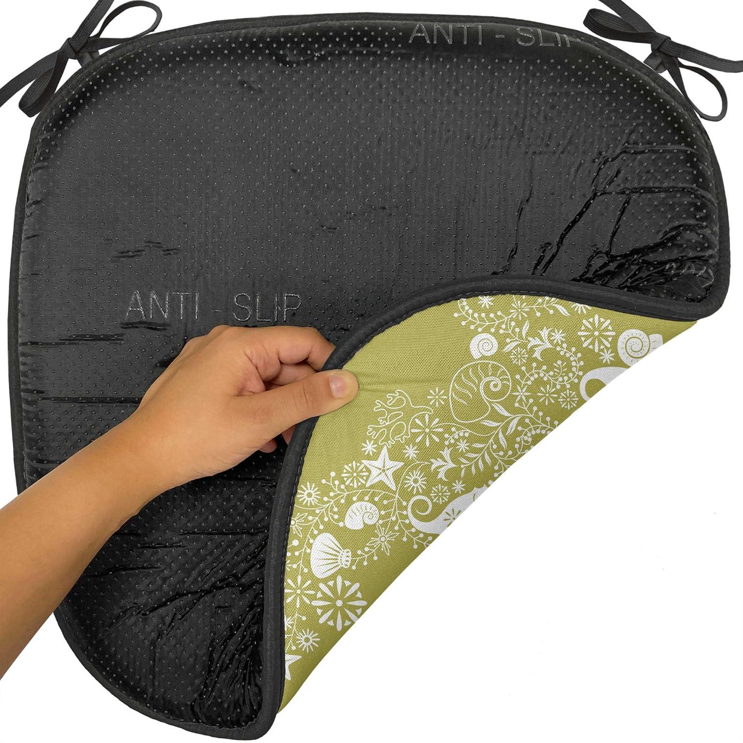 imageAmbesonne Poppy Flower Chair Seating Cushion Leaves and Petals Watercolors Bouquet Romance Inspiration Valentines Day AntiSlip Seat Padding for Kitchen amp Patio 16x16 Green Pink CreamYellow Green White