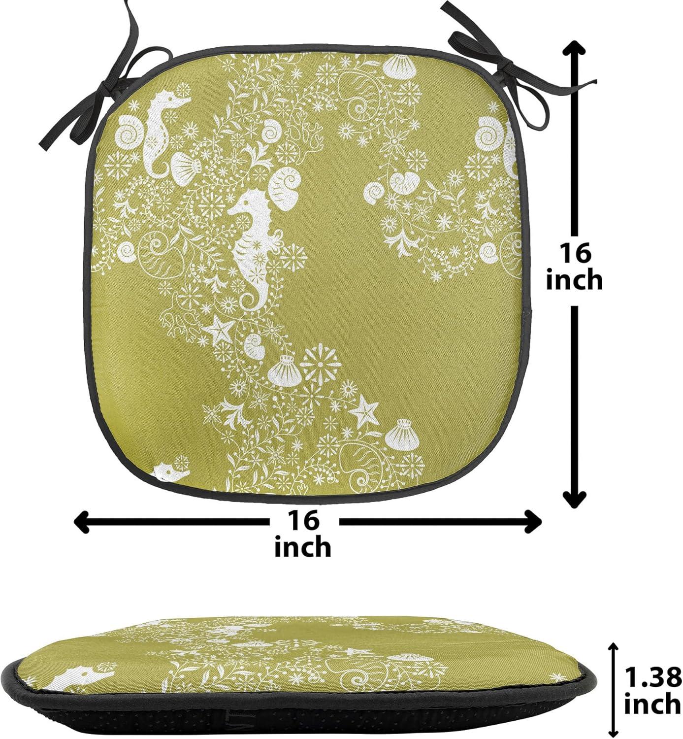 imageAmbesonne Poppy Flower Chair Seating Cushion Leaves and Petals Watercolors Bouquet Romance Inspiration Valentines Day AntiSlip Seat Padding for Kitchen amp Patio 16x16 Green Pink CreamYellow Green White