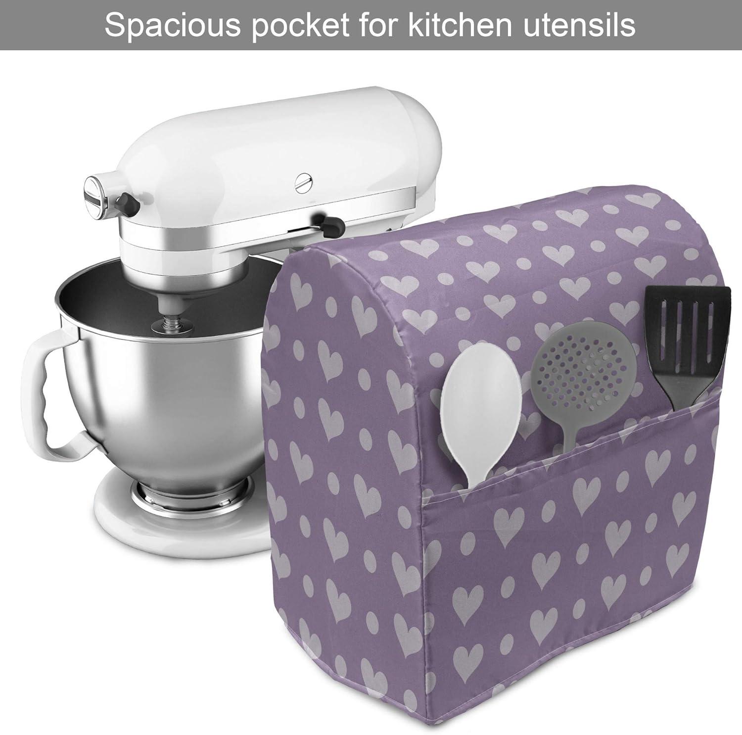imageAmbesonne Purple Stand Mixer Cover Valentines Day Couple Wedding Bride Heart Design Image Kitchen Appliance Organizer Bag Cover with a Pocket 68 Quarts Lavender and Purple