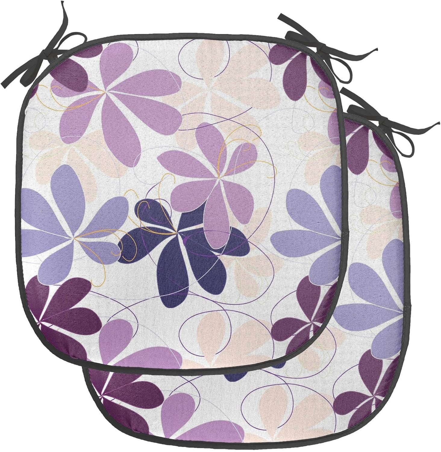 imageAmbesonne Romantic Chair Seating Cushion Set of 4 Valentines Day Love You Calligraphy with Hearts Pastel Colored Design AntiSlip Seat Padding for Kitchen amp Patio 16x16 Pale Pink TealPurple Lilac Peach