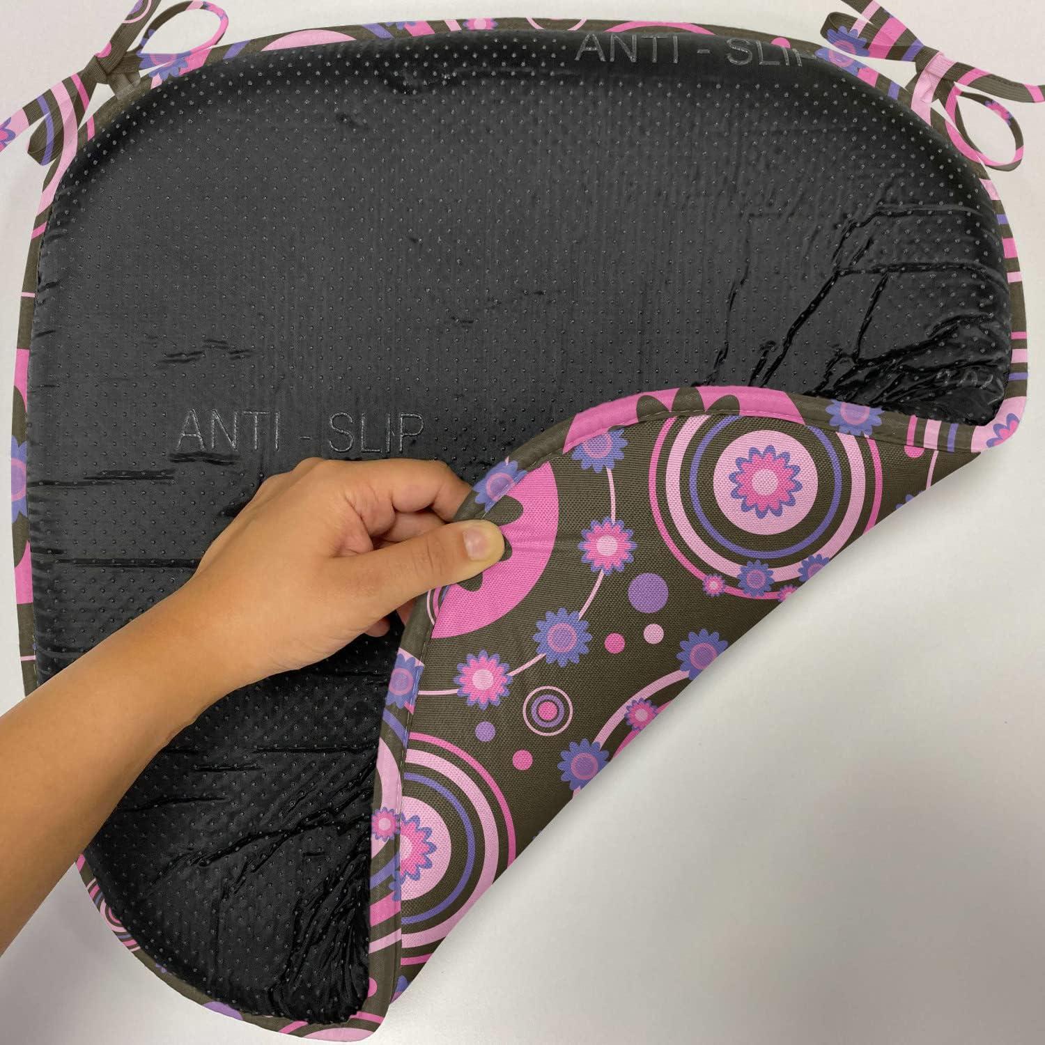 imageAmbesonne Romantic Chair Seating Cushion Set of 4 Valentines Day Love You Calligraphy with Hearts Pastel Colored Design AntiSlip Seat Padding for Kitchen amp Patio 16x16 Pale Pink TealChocolate Pink Purple