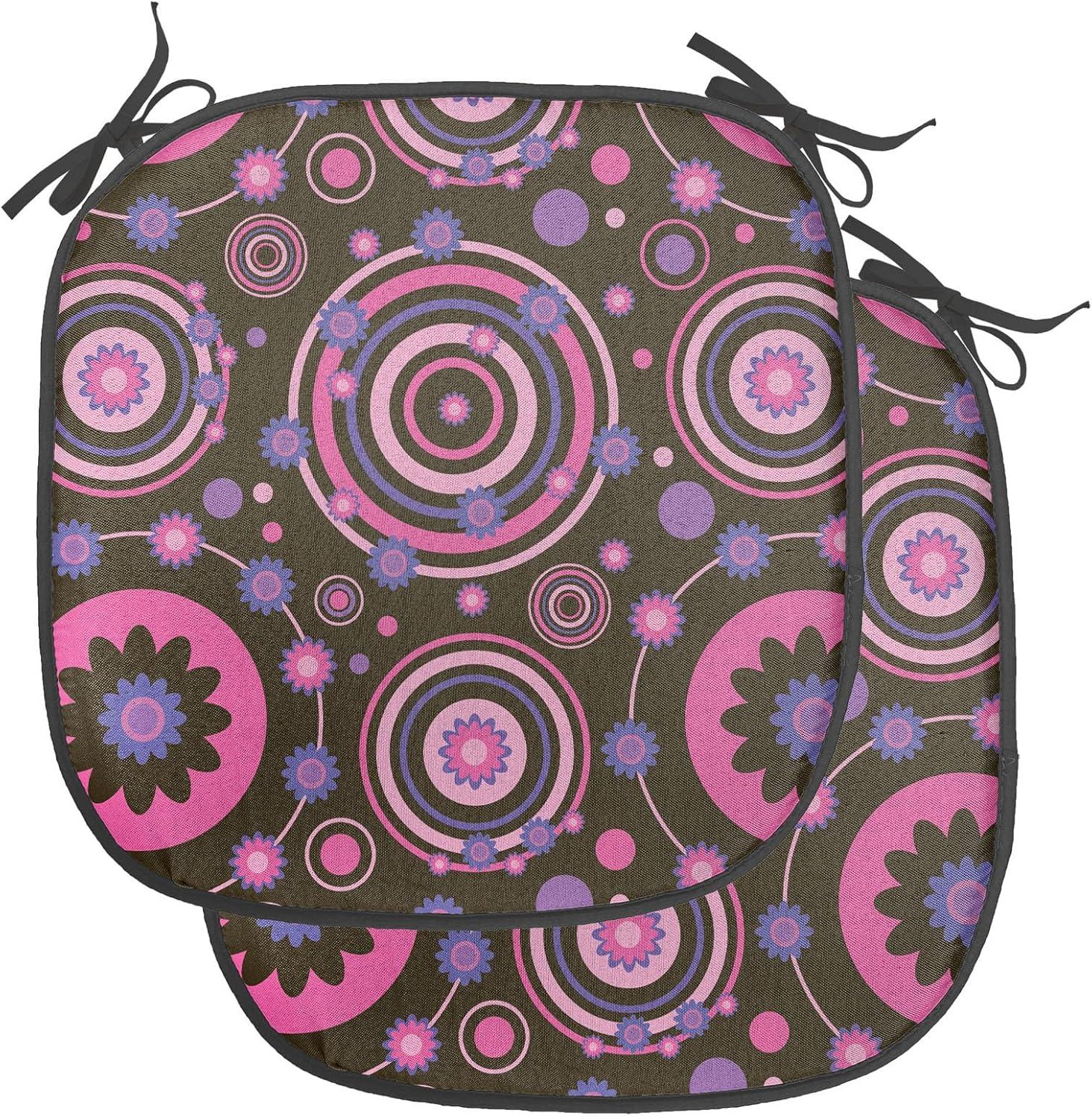 imageAmbesonne Romantic Chair Seating Cushion Set of 4 Valentines Day Love You Calligraphy with Hearts Pastel Colored Design AntiSlip Seat Padding for Kitchen amp Patio 16x16 Pale Pink TealChocolate Pink Purple