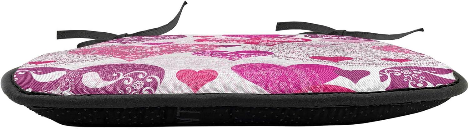 imageAmbesonne Romantic Chair Seating Cushion Set of 4 Valentines Day Love You Calligraphy with Hearts Pastel Colored Design AntiSlip Seat Padding for Kitchen amp Patio 16x16 Pale Pink TealHot Pink Purple Pink