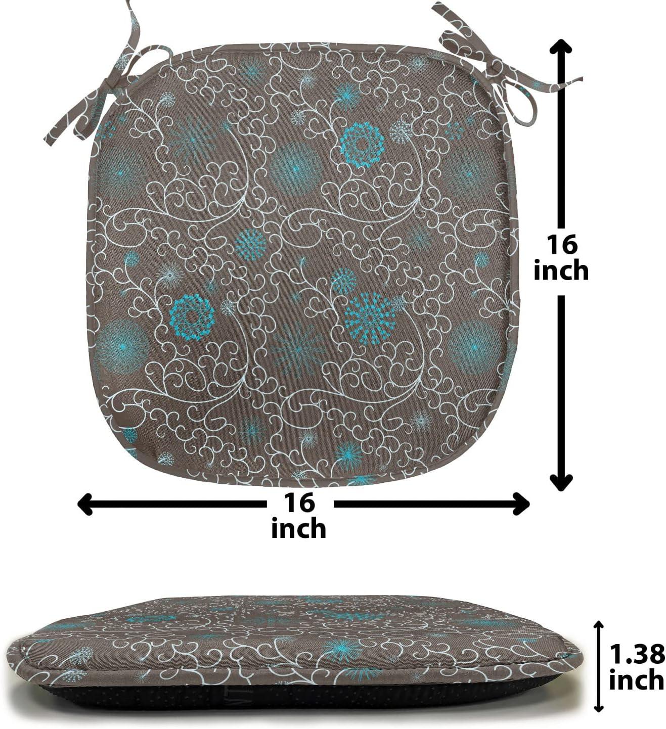 imageAmbesonne Romantic Chair Seating Cushion Set of 4 Valentines Day Love You Calligraphy with Hearts Pastel Colored Design AntiSlip Seat Padding for Kitchen amp Patio 16x16 Pale Pink TealBrown White Aqua