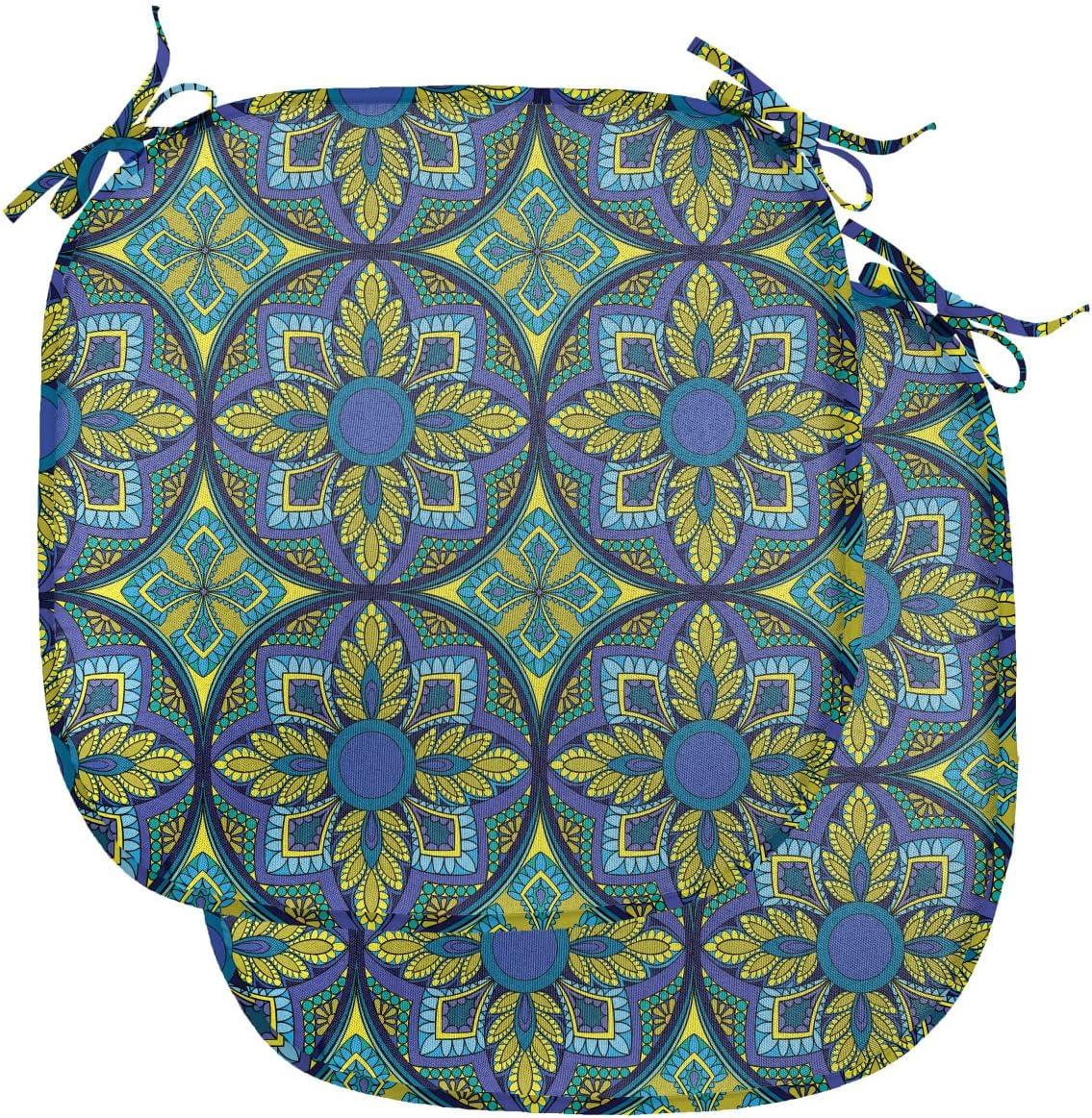 imageAmbesonne Romantic Chair Seating Cushion Set of 4 Valentines Day Love You Calligraphy with Hearts Pastel Colored Design AntiSlip Seat Padding for Kitchen amp Patio 16x16 Pale Pink TealCobalt Blue Apple Green