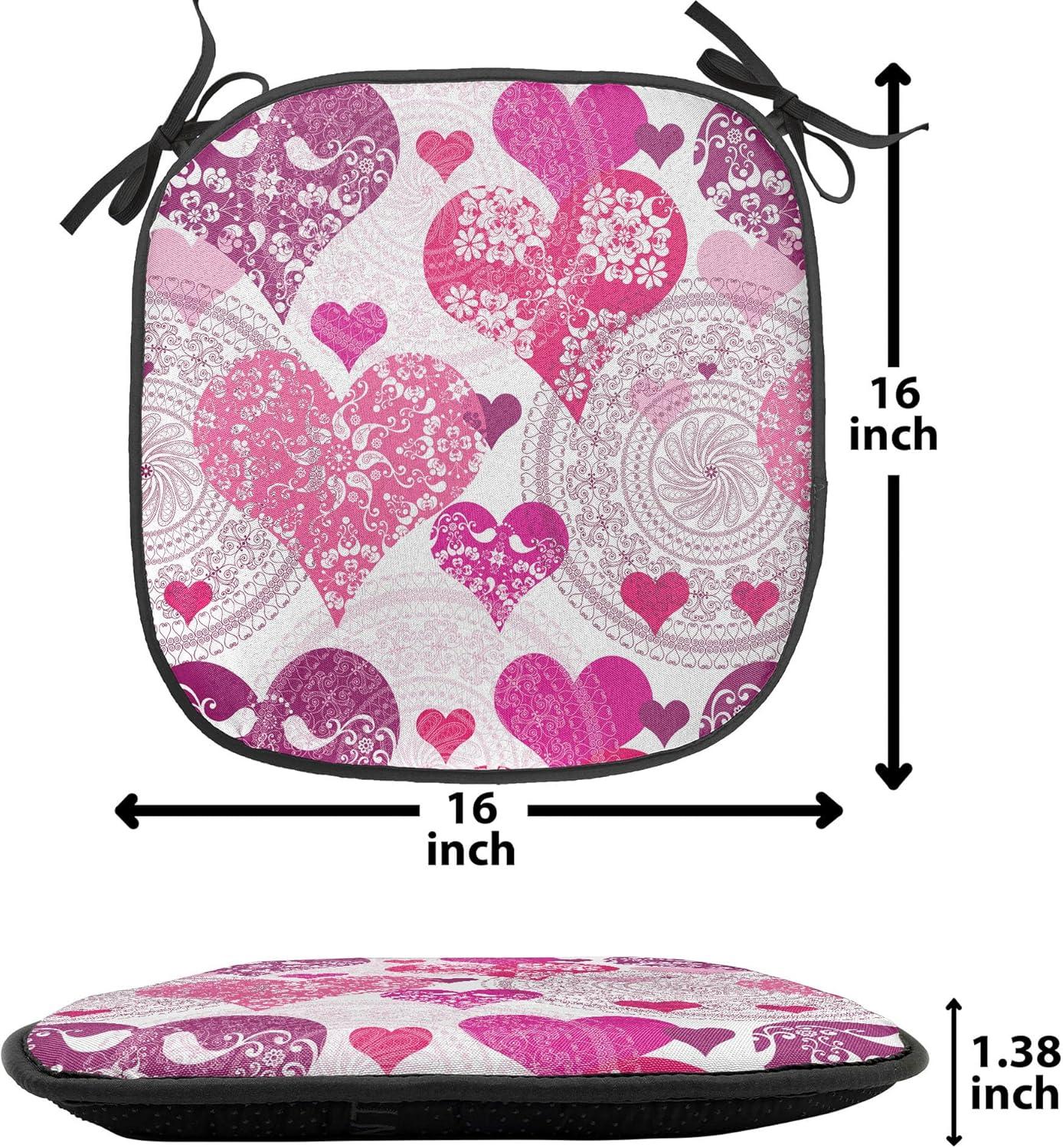 imageAmbesonne Romantic Chair Seating Cushion Set of 4 Valentines Day Love You Calligraphy with Hearts Pastel Colored Design AntiSlip Seat Padding for Kitchen amp Patio 16x16 Pale Pink TealHot Pink Purple Pink