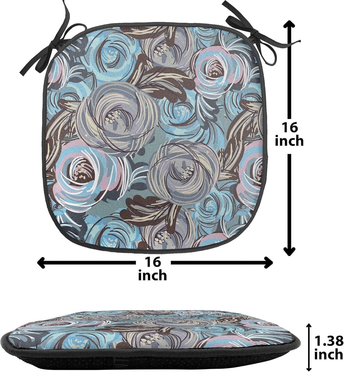 imageAmbesonne Romantic Chair Seating Cushion Set of 4 Valentines Day Love You Calligraphy with Hearts Pastel Colored Design AntiSlip Seat Padding for Kitchen amp Patio 16x16 Pale Pink TealCadet Blue Pale Pink