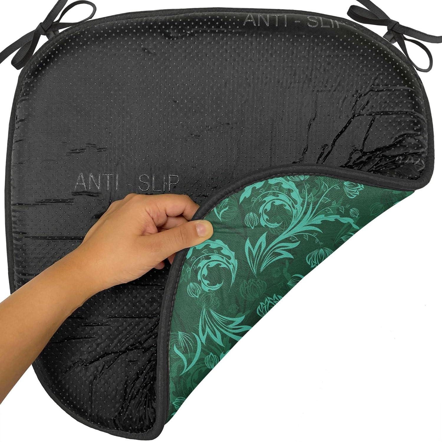 imageAmbesonne Romantic Chair Seating Cushion Set of 4 Valentines Day Love You Calligraphy with Hearts Pastel Colored Design AntiSlip Seat Padding for Kitchen amp Patio 16x16 Pale Pink TealJade Green Pale Green