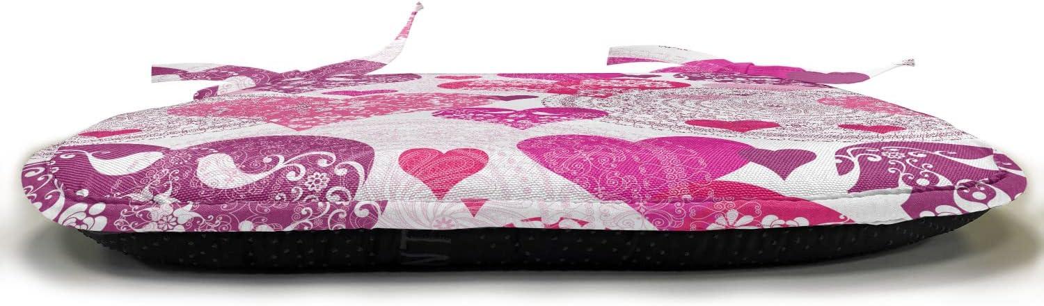 imageAmbesonne Romantic Chair Seating Cushion Set of 4 Valentines Day Love You Calligraphy with Hearts Pastel Colored Design AntiSlip Seat Padding for Kitchen amp Patio 16x16 Pale Pink TealHot Pink Purple Pink