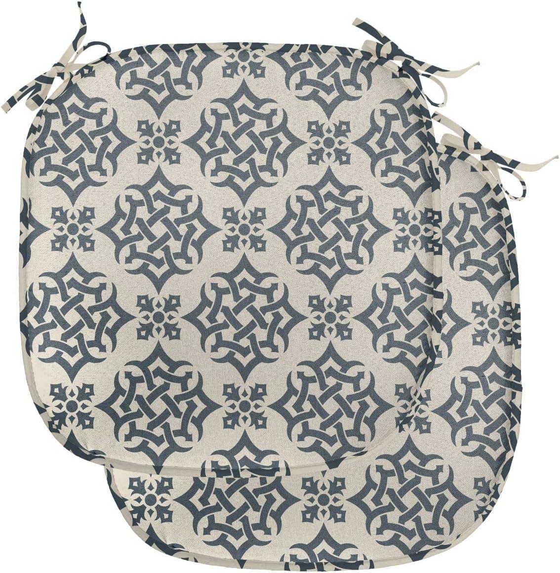 imageAmbesonne Romantic Chair Seating Cushion Set of 4 Valentines Day Love You Calligraphy with Hearts Pastel Colored Design AntiSlip Seat Padding for Kitchen amp Patio 16x16 Pale Pink TealSlate Blue Beige