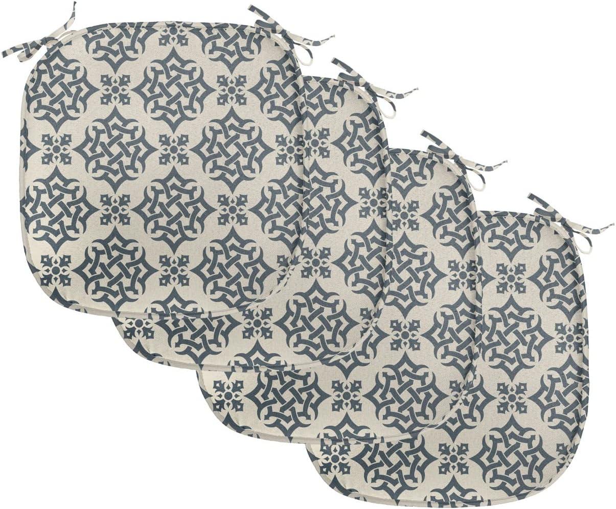 imageAmbesonne Romantic Chair Seating Cushion Set of 4 Valentines Day Love You Calligraphy with Hearts Pastel Colored Design AntiSlip Seat Padding for Kitchen amp Patio 16x16 Pale Pink TealSlate Blue Beige