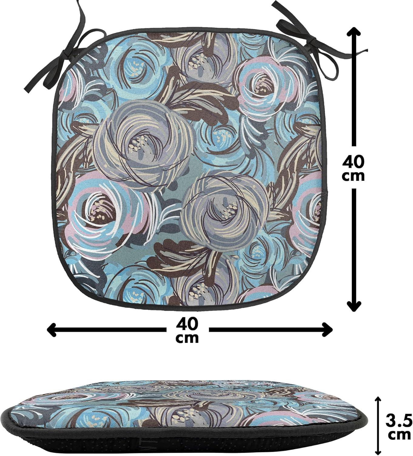 imageAmbesonne Romantic Chair Seating Cushion Set of 4 Valentines Day Love You Calligraphy with Hearts Pastel Colored Design AntiSlip Seat Padding for Kitchen amp Patio 16x16 Pale Pink TealCadet Blue Pale Pink