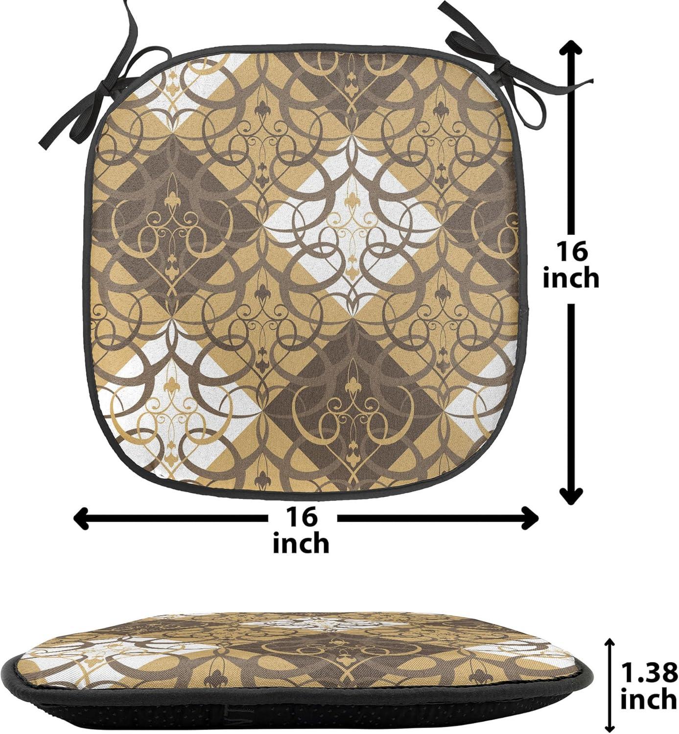 imageAmbesonne Romantic Chair Seating Cushion Set of 4 Valentines Day Love You Calligraphy with Hearts Pastel Colored Design AntiSlip Seat Padding for Kitchen amp Patio 16x16 Pale Pink TealSand Brown Umber White