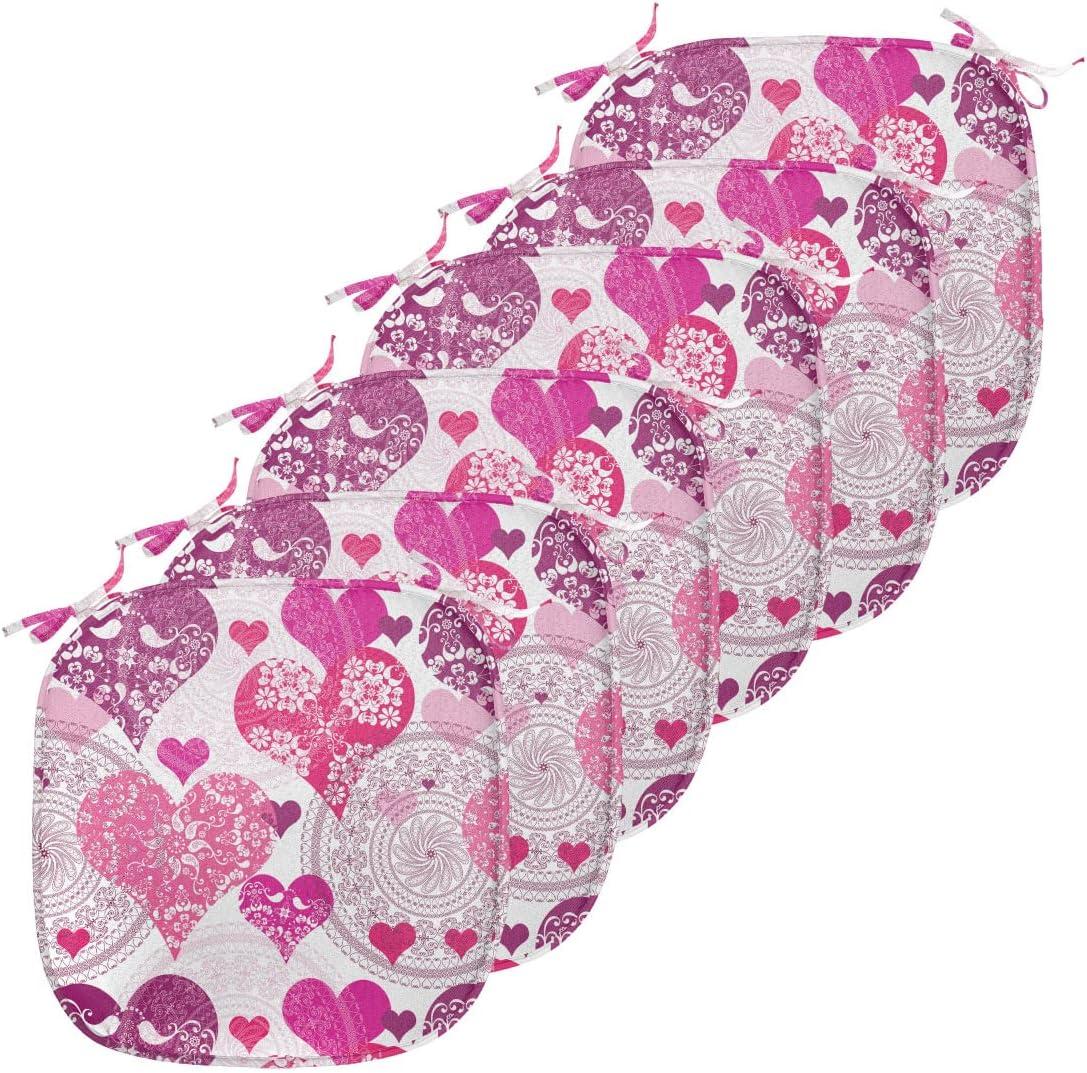 imageAmbesonne Romantic Chair Seating Cushion Set of 4 Valentines Day Love You Calligraphy with Hearts Pastel Colored Design AntiSlip Seat Padding for Kitchen amp Patio 16x16 Pale Pink TealHot Pink Purple Pink