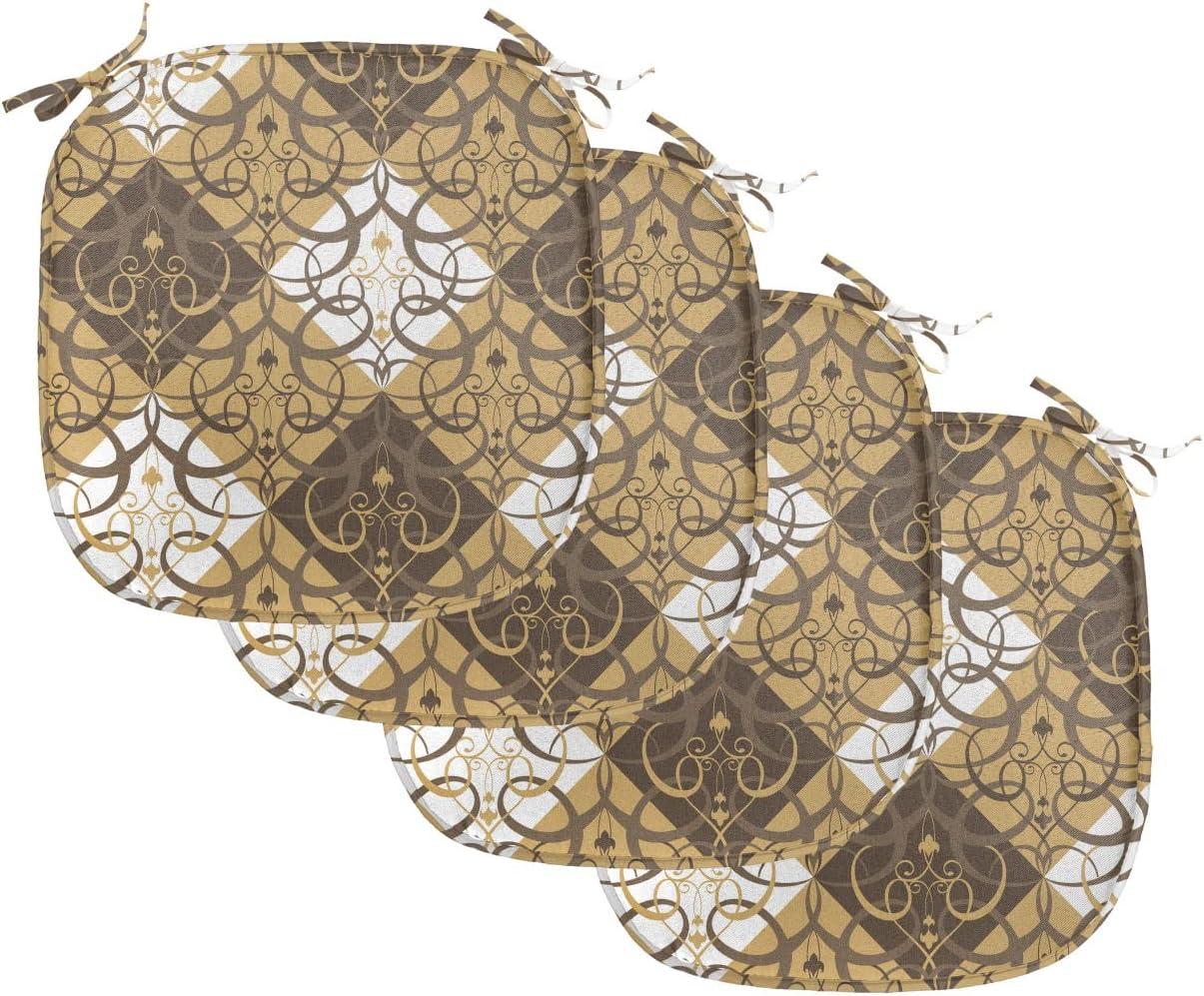 imageAmbesonne Romantic Chair Seating Cushion Set of 4 Valentines Day Love You Calligraphy with Hearts Pastel Colored Design AntiSlip Seat Padding for Kitchen amp Patio 16x16 Pale Pink TealSand Brown Umber White