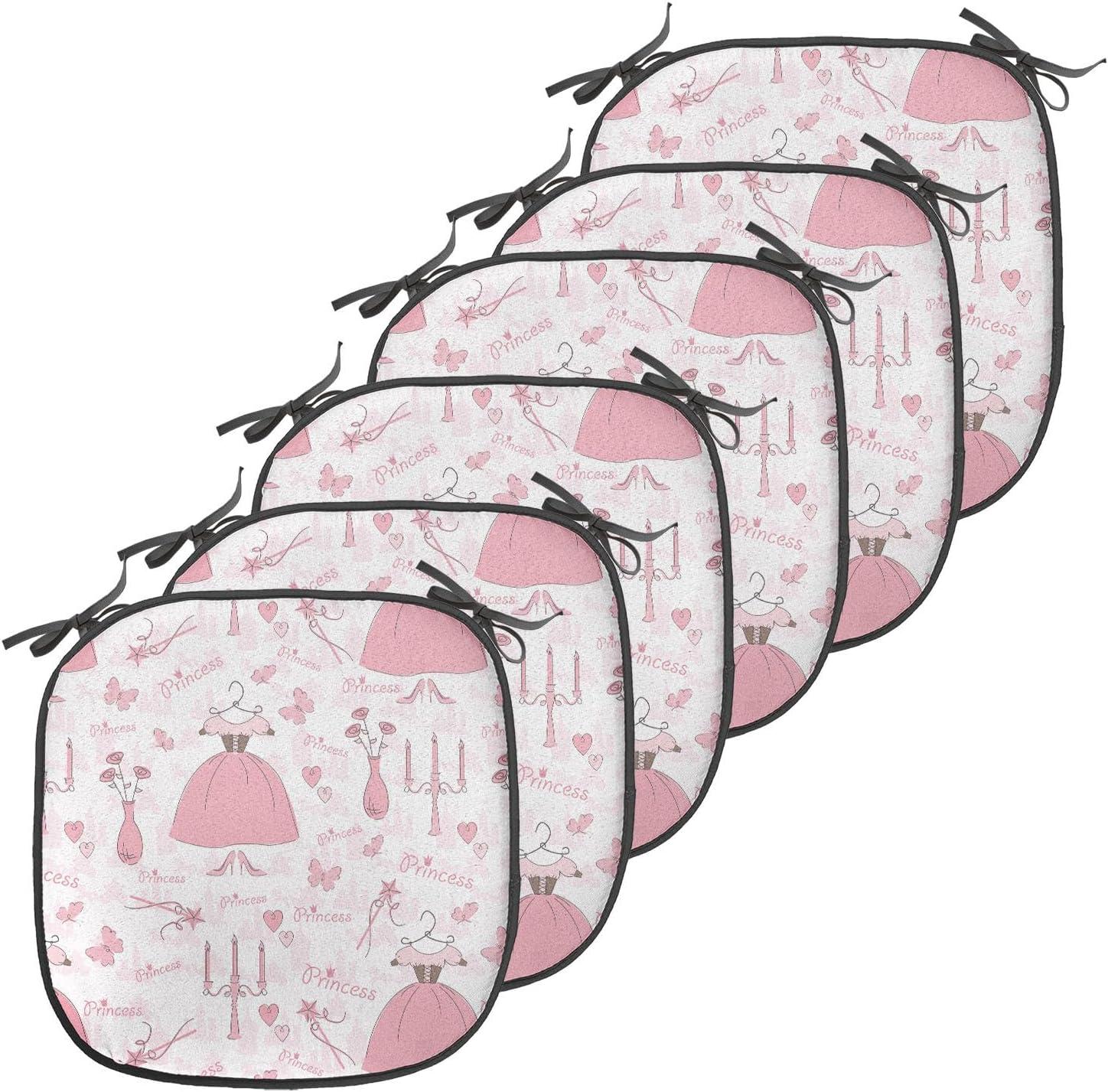 imageAmbesonne Romantic Chair Seating Cushion Set of 6 Valentines Day Style Rose Composition Love in Pastel Colors AntiSlip Seat Padding for Kitchen amp Patio 16x16 Aqua Dark Coral BeigeRose Pale Pink White