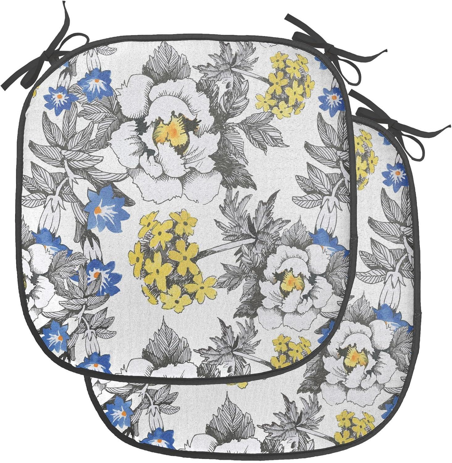 imageAmbesonne Romantic Chair Seating Cushion Set of 6 Valentines Day Style Rose Composition Love in Pastel Colors AntiSlip Seat Padding for Kitchen amp Patio 16x16 Aqua Dark Coral BeigeDark Grey Yellow