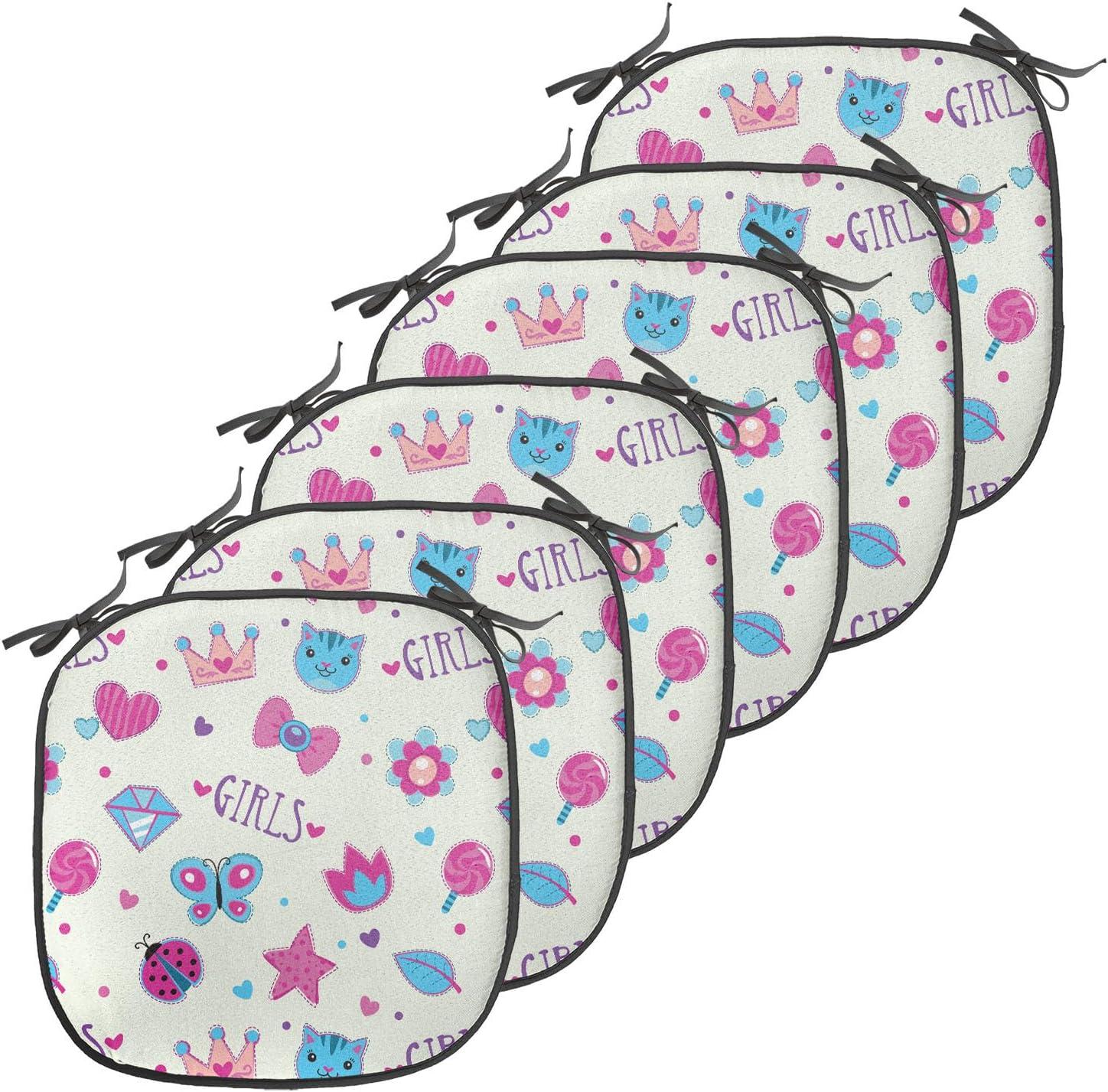 imageAmbesonne Romantic Chair Seating Cushion Set of 6 Valentines Day Style Rose Composition Love in Pastel Colors AntiSlip Seat Padding for Kitchen amp Patio 16x16 Aqua Dark Coral BeigeFuchsia and Blue