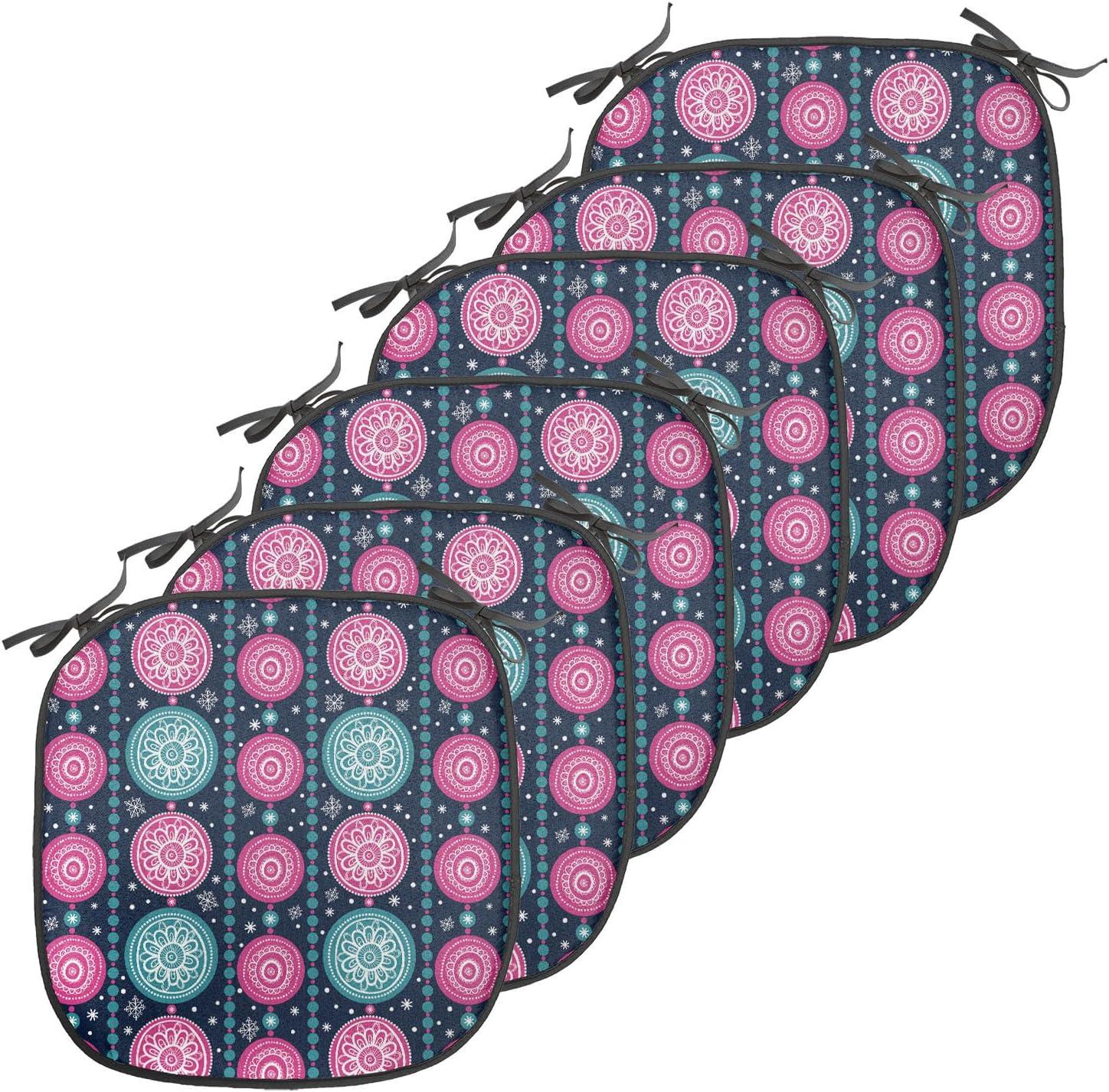 imageAmbesonne Romantic Chair Seating Cushion Set of 6 Valentines Day Style Rose Composition Love in Pastel Colors AntiSlip Seat Padding for Kitchen amp Patio 16x16 Aqua Dark Coral BeigeDark Blue Teal Pink