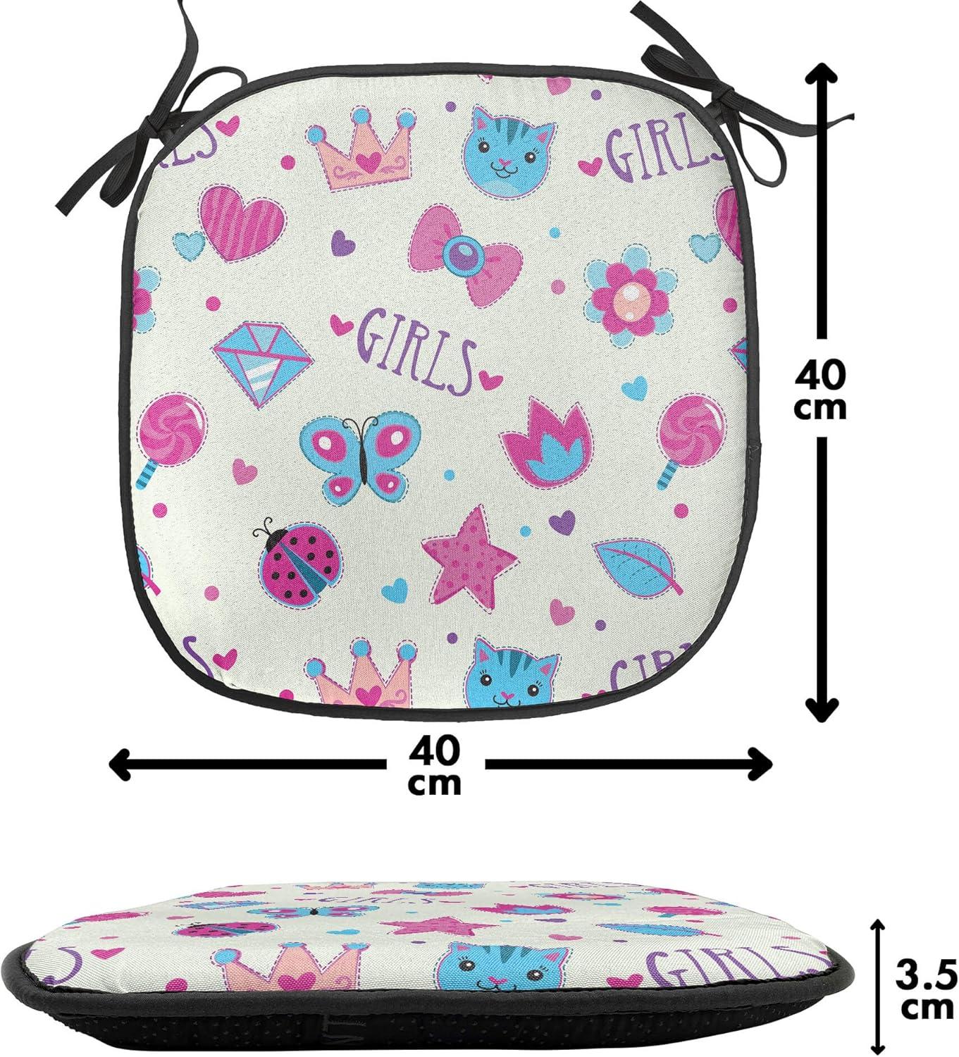 imageAmbesonne Romantic Chair Seating Cushion Set of 6 Valentines Day Style Rose Composition Love in Pastel Colors AntiSlip Seat Padding for Kitchen amp Patio 16x16 Aqua Dark Coral BeigeFuchsia and Blue