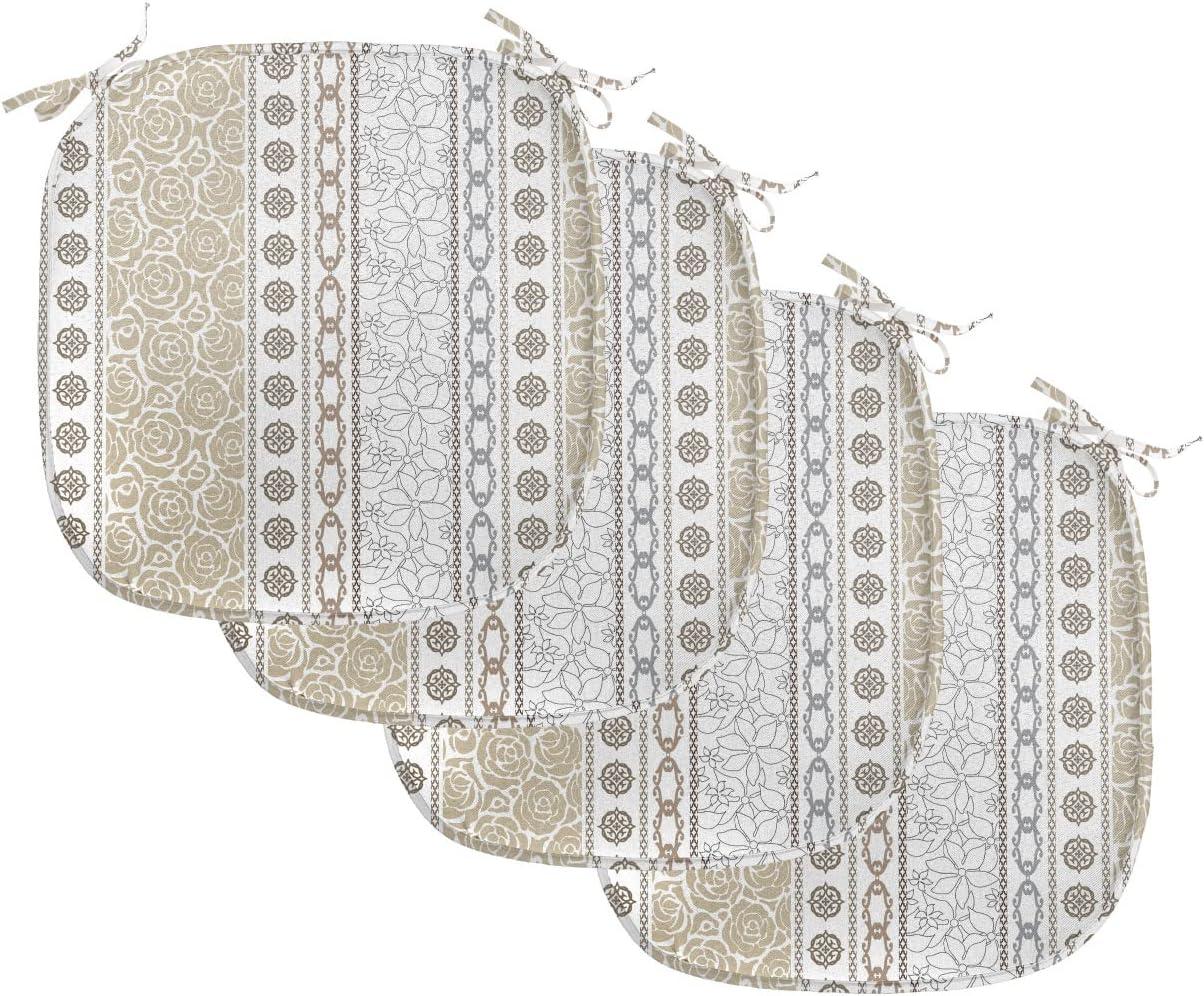 imageAmbesonne Romantic Chair Seating Cushion Set of 6 Valentines Day Style Rose Composition Love in Pastel Colors AntiSlip Seat Padding for Kitchen amp Patio 16x16 Aqua Dark Coral BeigeGrey Tan and White