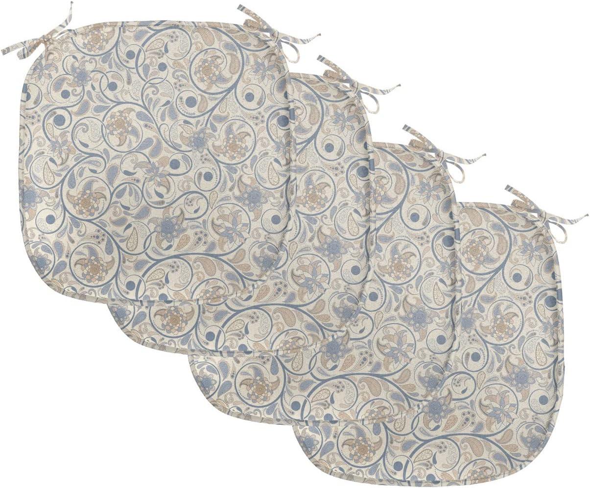 imageAmbesonne Romantic Chair Seating Cushion Set of 6 Valentines Day Style Rose Composition Love in Pastel Colors AntiSlip Seat Padding for Kitchen amp Patio 16x16 Aqua Dark Coral BeigeSlate Blue Beige Tan