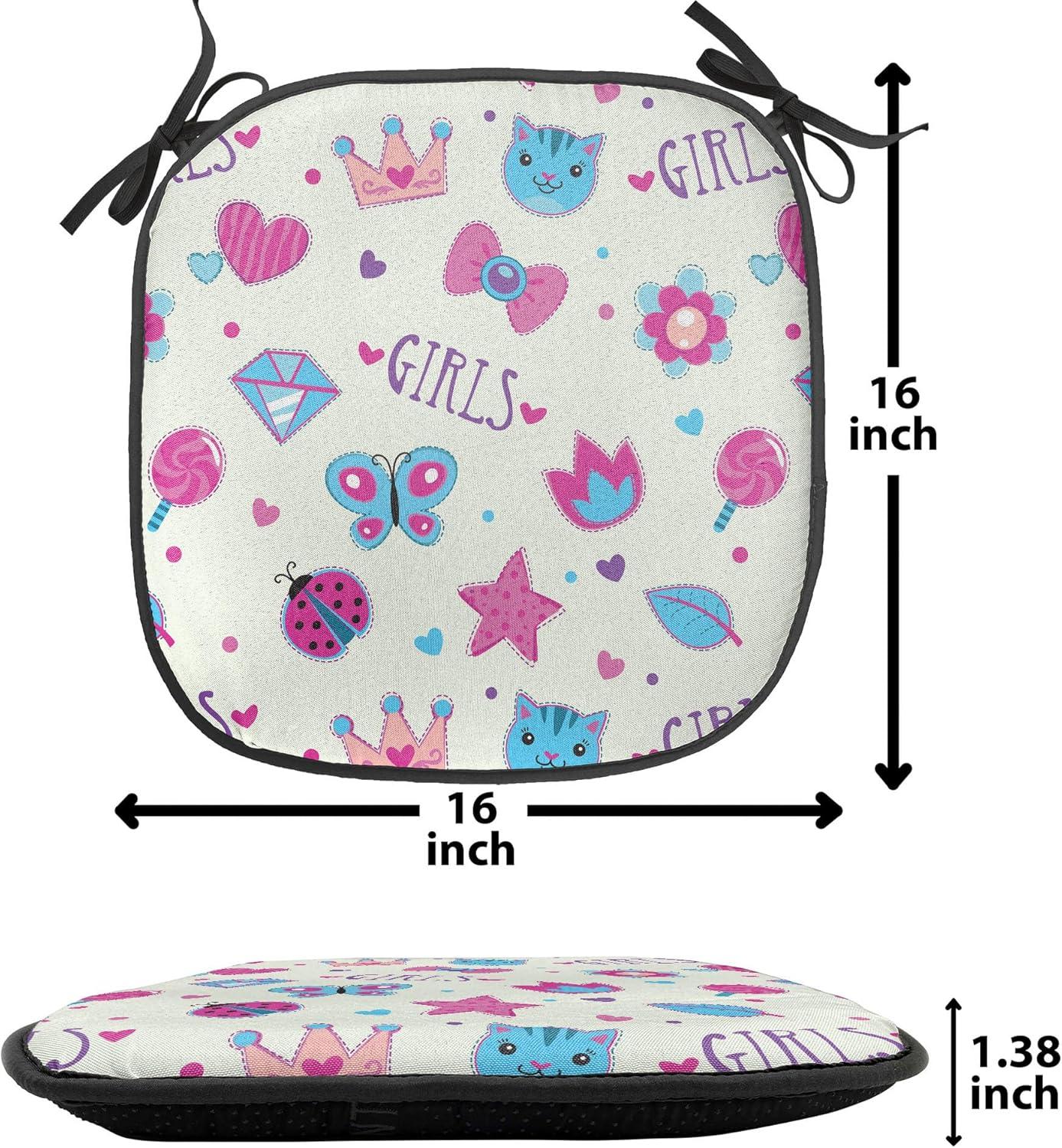 imageAmbesonne Romantic Chair Seating Cushion Set of 6 Valentines Day Style Rose Composition Love in Pastel Colors AntiSlip Seat Padding for Kitchen amp Patio 16x16 Aqua Dark Coral BeigeFuchsia and Blue