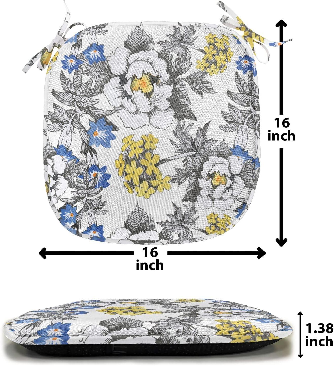 imageAmbesonne Romantic Chair Seating Cushion Set of 6 Valentines Day Style Rose Composition Love in Pastel Colors AntiSlip Seat Padding for Kitchen amp Patio 16x16 Aqua Dark Coral BeigeDark Grey Yellow