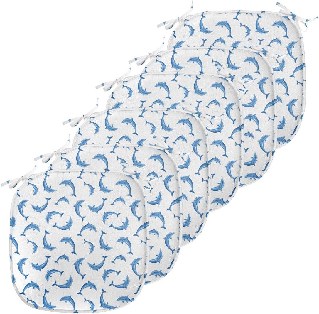 imageAmbesonne Romantic Chair Seating Cushion Set of 6 Valentines Day Style Rose Composition Love in Pastel Colors AntiSlip Seat Padding for Kitchen amp Patio 16x16 Aqua Dark Coral BeigeBlue White