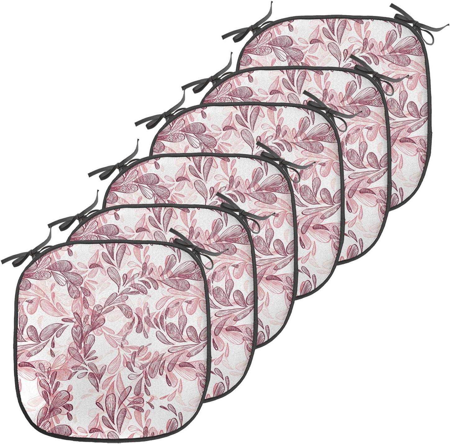 imageAmbesonne Romantic Chair Seating Cushion Set of 6 Valentines Day Style Rose Composition Love in Pastel Colors AntiSlip Seat Padding for Kitchen amp Patio 16x16 Aqua Dark Coral BeigeMaroon Coral and White