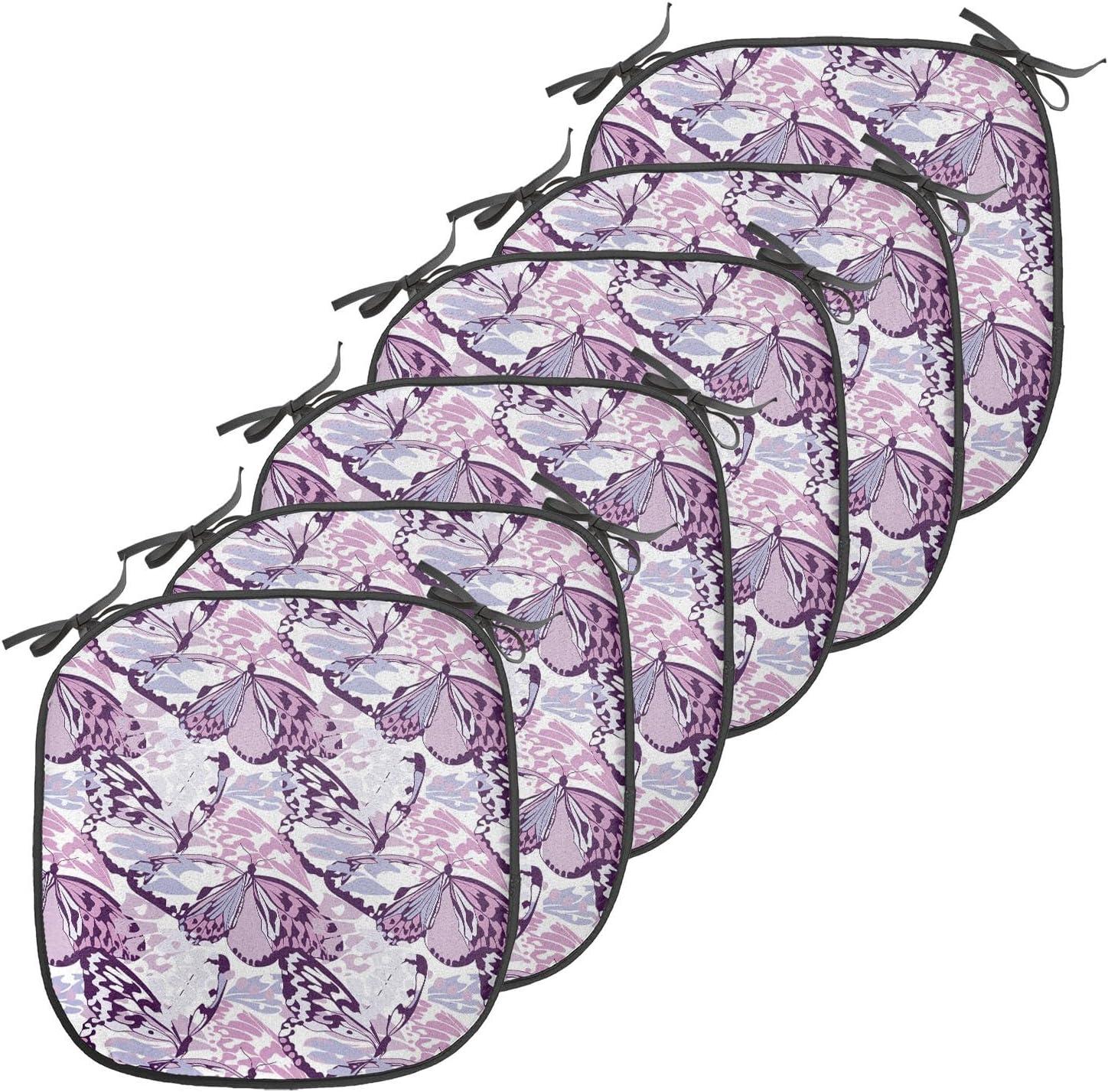 imageAmbesonne Romantic Chair Seating Cushion Set of 6 Valentines Day Style Rose Composition Love in Pastel Colors AntiSlip Seat Padding for Kitchen amp Patio 16x16 Aqua Dark Coral BeigeLavender Lilac Violet