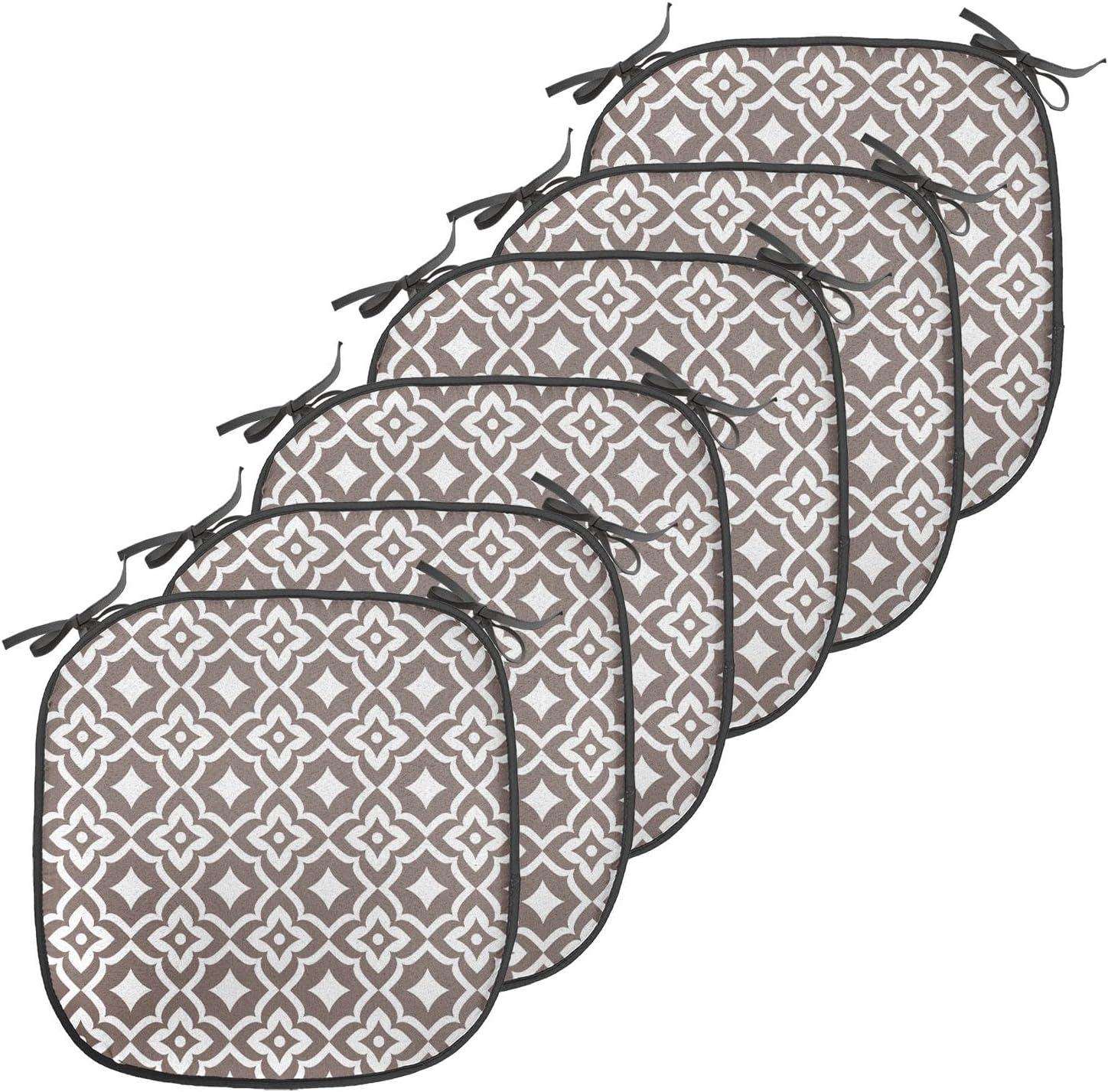 imageAmbesonne Romantic Chair Seating Cushion Set of 6 Valentines Day Style Rose Composition Love in Pastel Colors AntiSlip Seat Padding for Kitchen amp Patio 16x16 Aqua Dark Coral BeigeWhite and Taupe