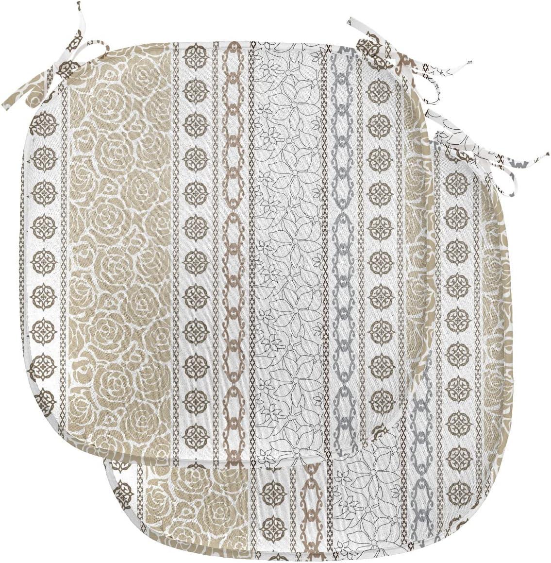 imageAmbesonne Romantic Chair Seating Cushion Set of 6 Valentines Day Style Rose Composition Love in Pastel Colors AntiSlip Seat Padding for Kitchen amp Patio 16x16 Aqua Dark Coral BeigeGrey Tan and White