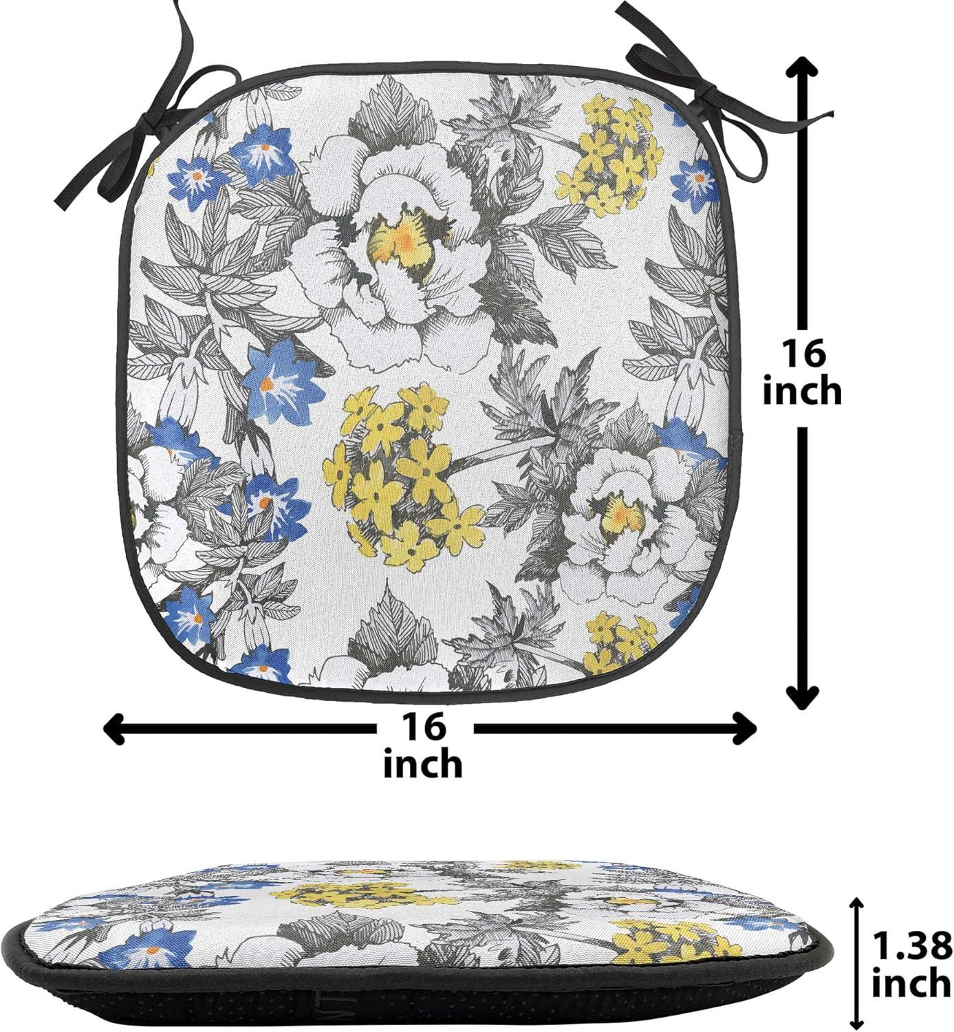 imageAmbesonne Romantic Chair Seating Cushion Set of 6 Valentines Day Style Rose Composition Love in Pastel Colors AntiSlip Seat Padding for Kitchen amp Patio 16x16 Aqua Dark Coral BeigeDark Grey Yellow