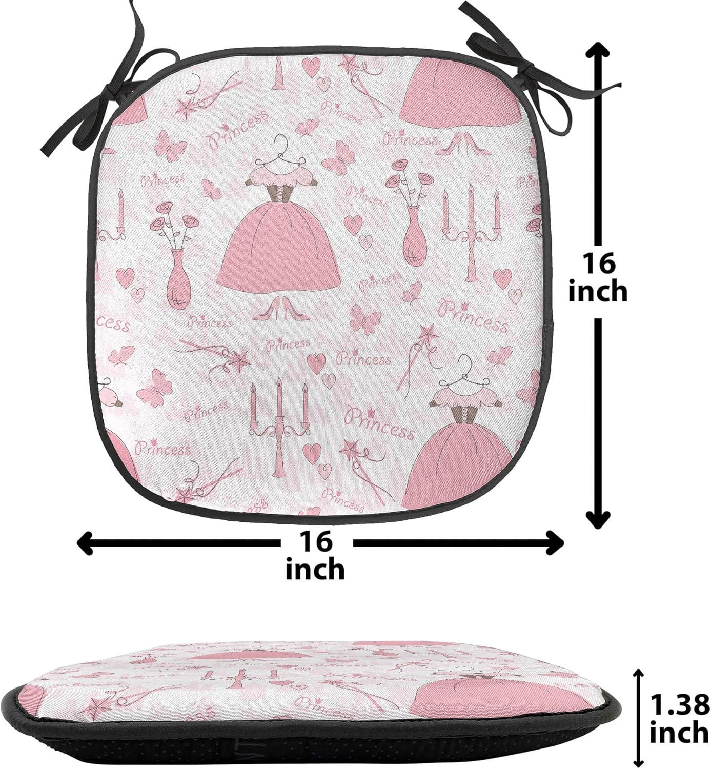 imageAmbesonne Romantic Chair Seating Cushion Set of 6 Valentines Day Style Rose Composition Love in Pastel Colors AntiSlip Seat Padding for Kitchen amp Patio 16x16 Aqua Dark Coral BeigeRose Pale Pink White