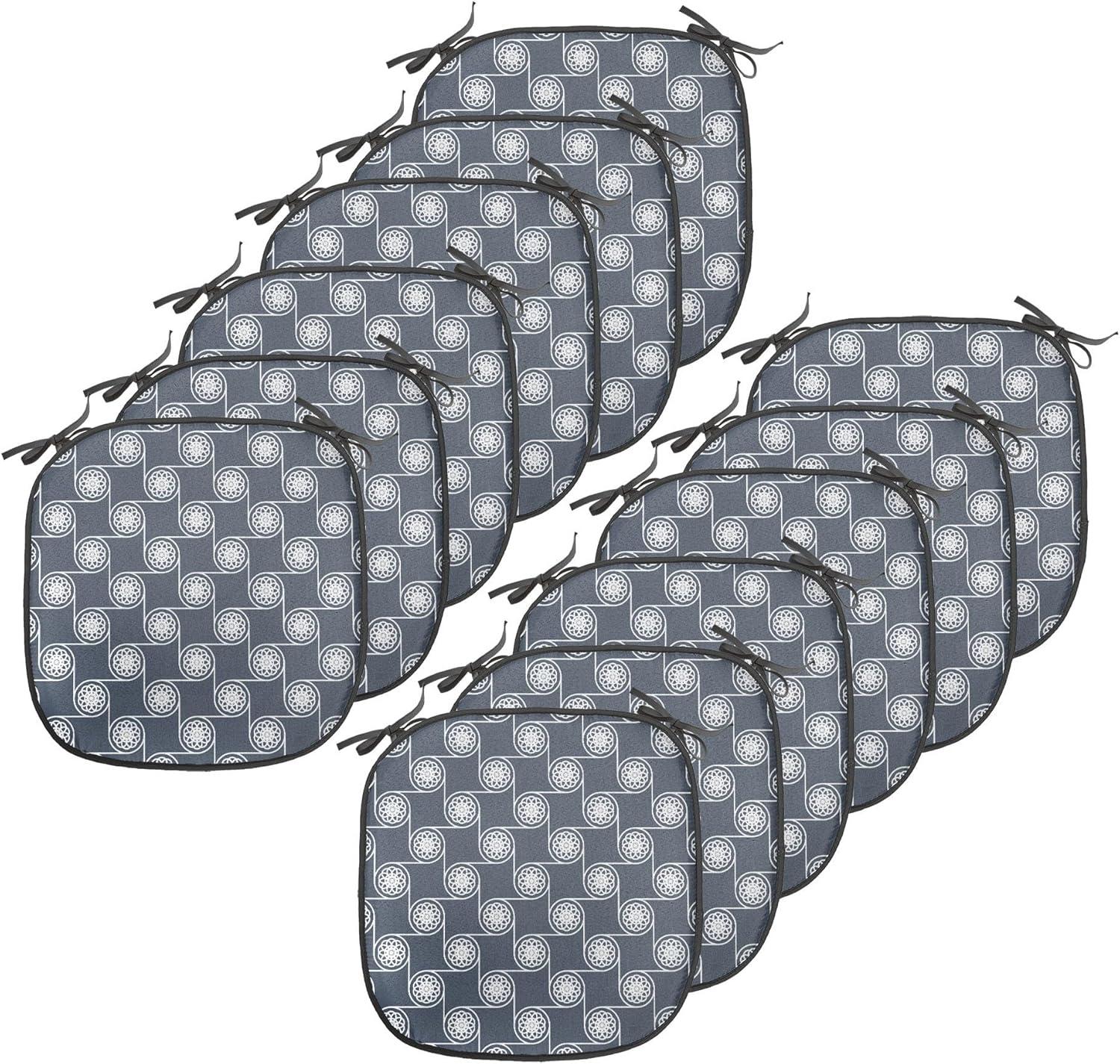 imageAmbesonne Romantic Chair Seating Cushion Set of 8 Soft Colored Hearts in Love Valentines Day Repetitive Pattern AntiSlip Seat Padding for Kitchen amp Patio 16x16 Pale Yellow Pale PinkCharcoal Grey Dark Blue