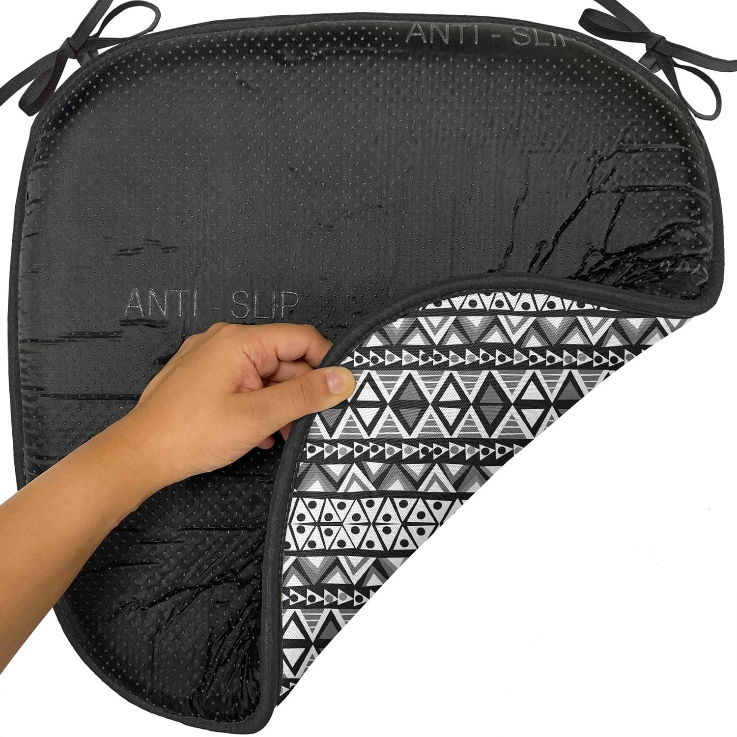 imageAmbesonne Romantic Chair Seating Cushion Set of 8 Soft Colored Hearts in Love Valentines Day Repetitive Pattern AntiSlip Seat Padding for Kitchen amp Patio 16x16 Pale Yellow Pale PinkBlack Grey