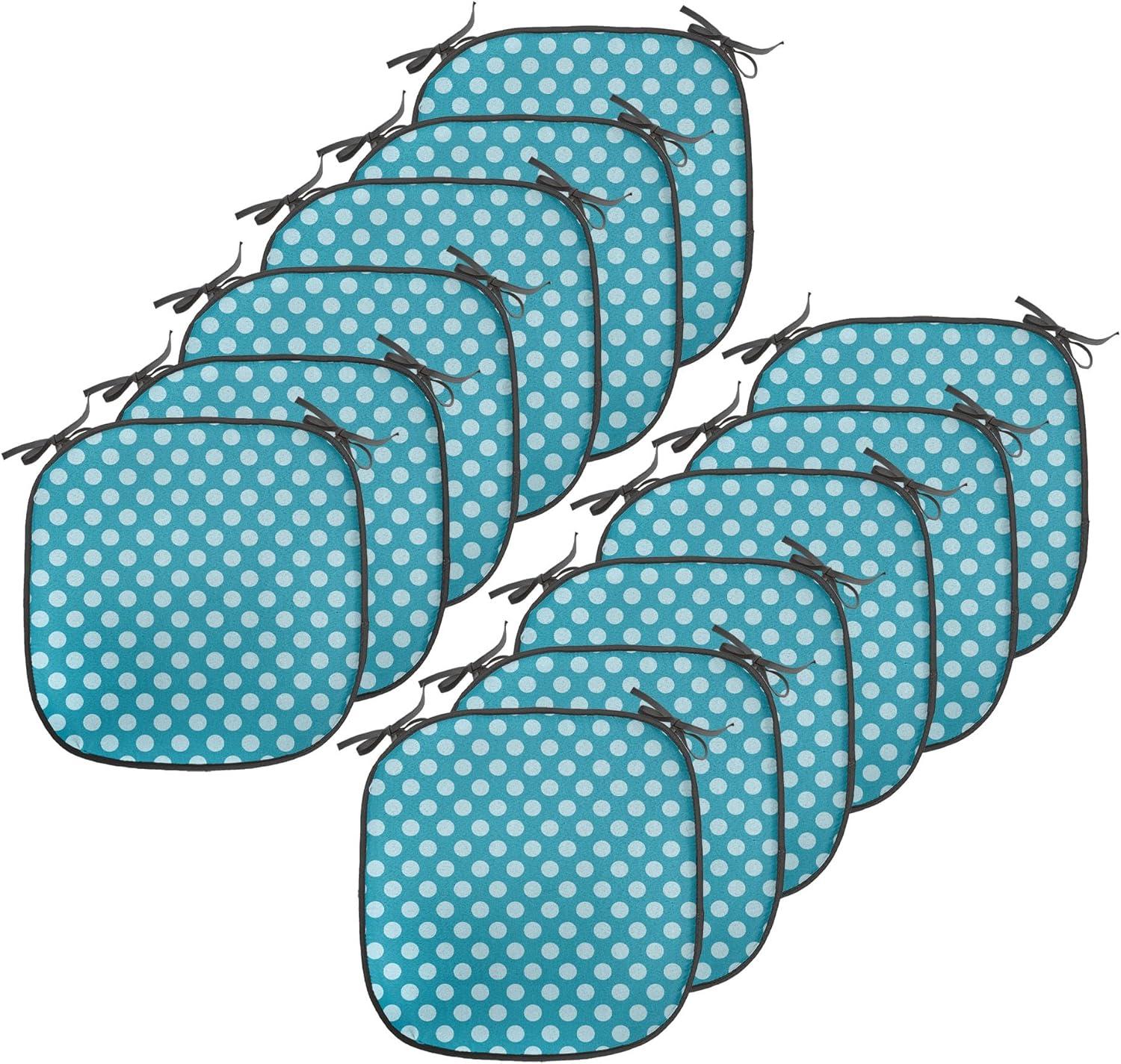imageAmbesonne Romantic Chair Seating Cushion Set of 8 Soft Colored Hearts in Love Valentines Day Repetitive Pattern AntiSlip Seat Padding for Kitchen amp Patio 16x16 Pale Yellow Pale PinkTeal Pale Blue