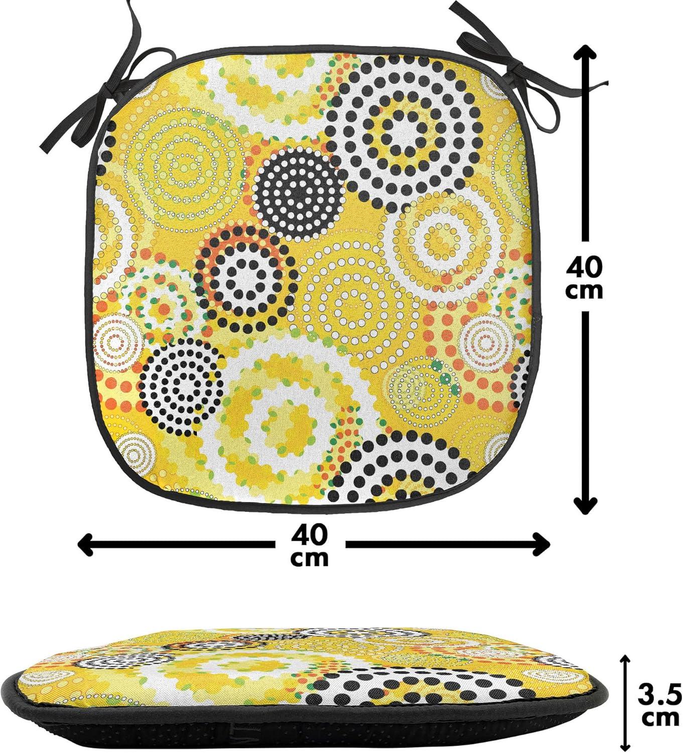 imageAmbesonne Romantic Chair Seating Cushion Set of 8 Soft Colored Hearts in Love Valentines Day Repetitive Pattern AntiSlip Seat Padding for Kitchen amp Patio 16x16 Pale Yellow Pale PinkMustard