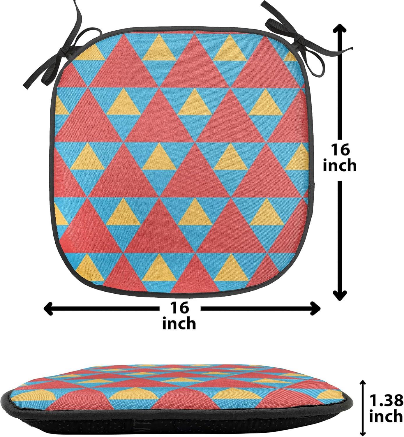 imageAmbesonne Romantic Chair Seating Cushion Set of 8 Soft Colored Hearts in Love Valentines Day Repetitive Pattern AntiSlip Seat Padding for Kitchen amp Patio 16x16 Pale Yellow Pale PinkSky Blue Marigold