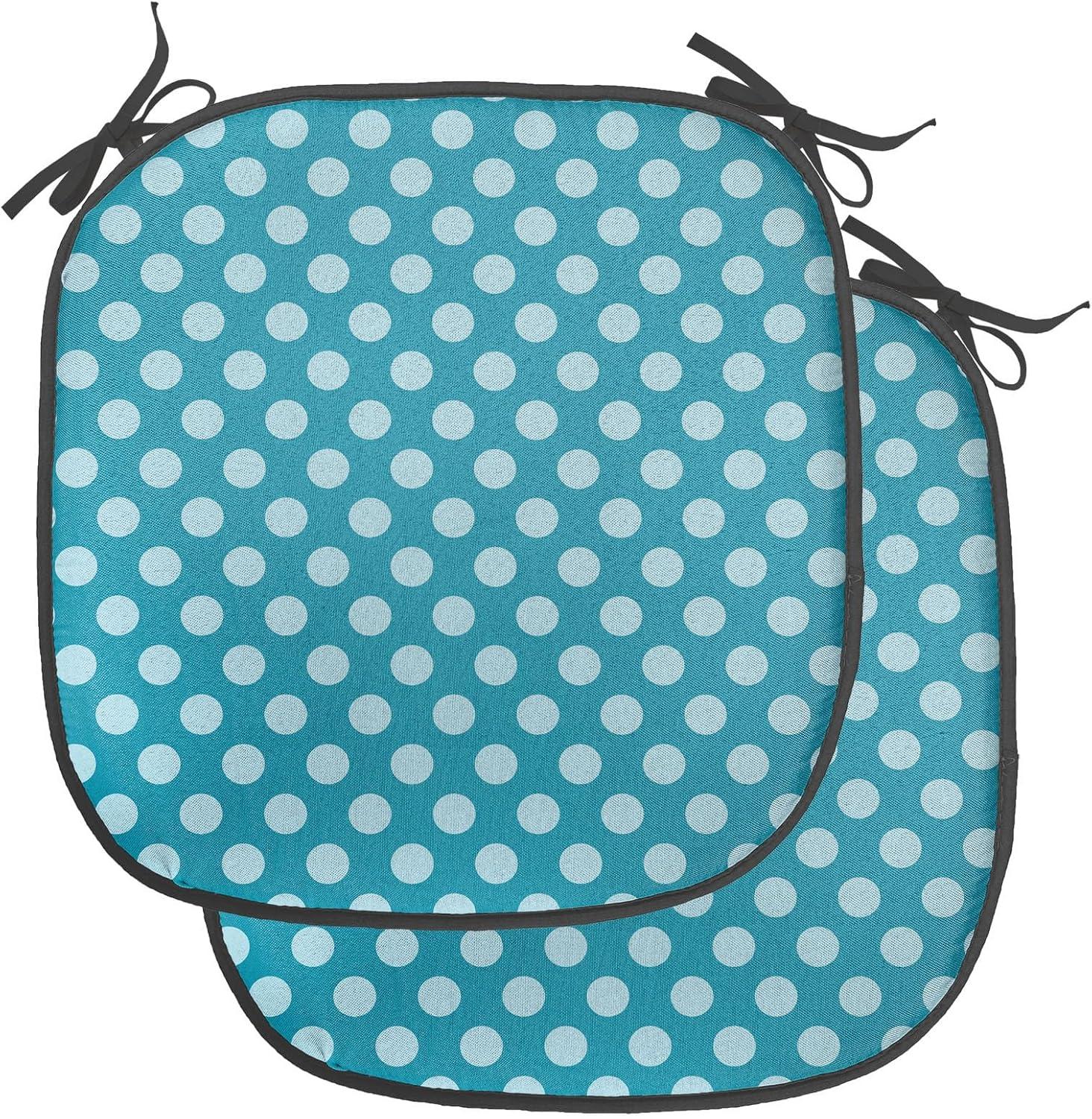 imageAmbesonne Romantic Chair Seating Cushion Set of 8 Soft Colored Hearts in Love Valentines Day Repetitive Pattern AntiSlip Seat Padding for Kitchen amp Patio 16x16 Pale Yellow Pale PinkTeal Pale Blue