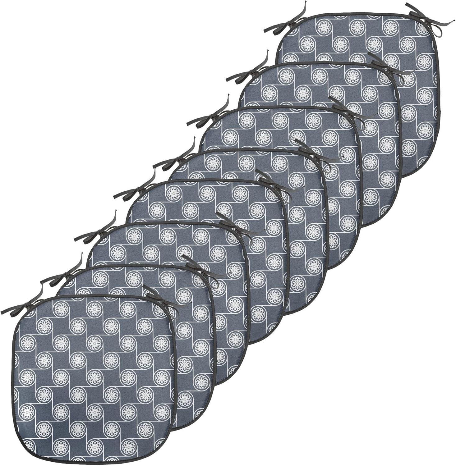 imageAmbesonne Romantic Chair Seating Cushion Set of 8 Soft Colored Hearts in Love Valentines Day Repetitive Pattern AntiSlip Seat Padding for Kitchen amp Patio 16x16 Pale Yellow Pale PinkCharcoal Grey Dark Blue
