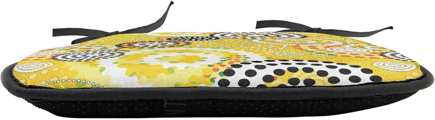 imageAmbesonne Romantic Chair Seating Cushion Set of 8 Soft Colored Hearts in Love Valentines Day Repetitive Pattern AntiSlip Seat Padding for Kitchen amp Patio 16x16 Pale Yellow Pale PinkMustard